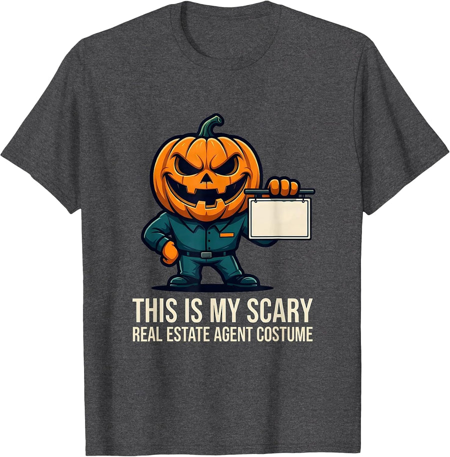 Men's This Is My Scary Real Estate Agent Costume Funny T-Shirt - Dark Heather Grey