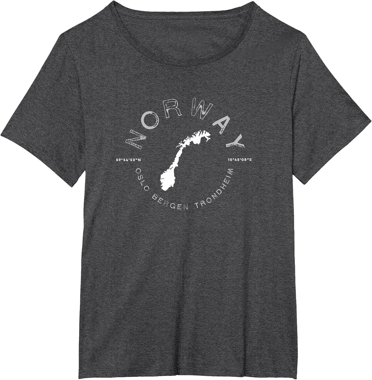 Norway Oslo Bergen Graphic Vintage Retro T-Shirt - Dark Heather Grey