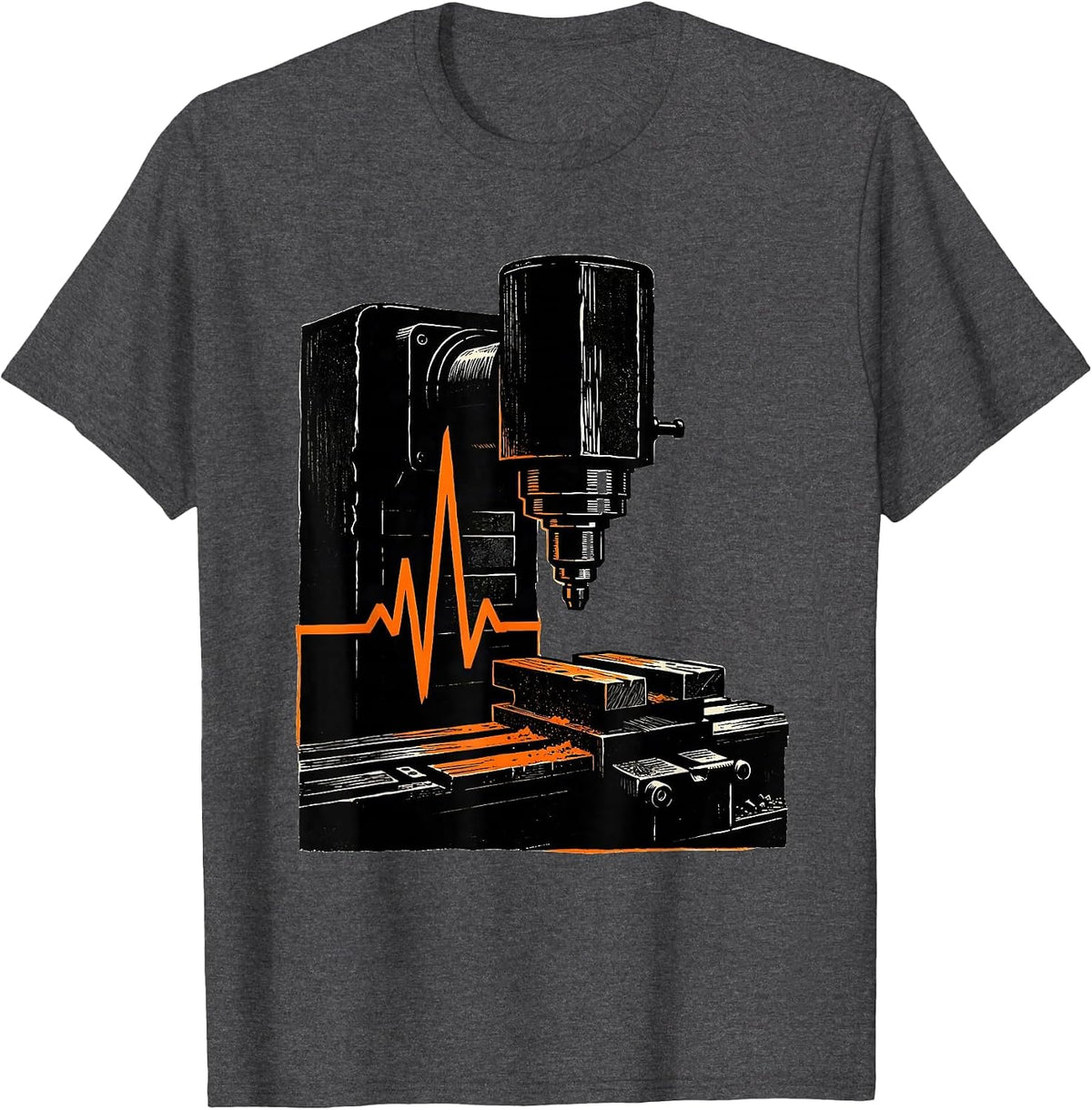 Men's CNC Milling Machine Pulse Line Hobbyist Humor T-Shirt - Dark Heather Grey
