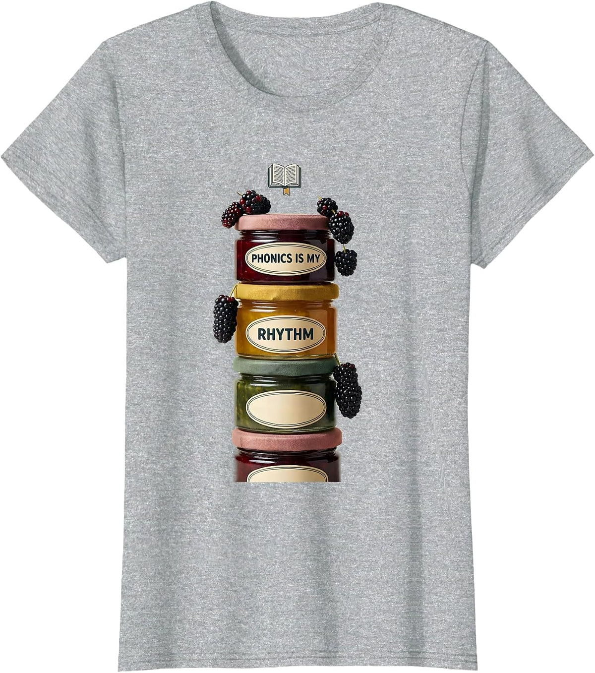 Phonics Is My Rhythm Reading Teacher Literacy Humor Back To T-Shirt - Heather Grey
