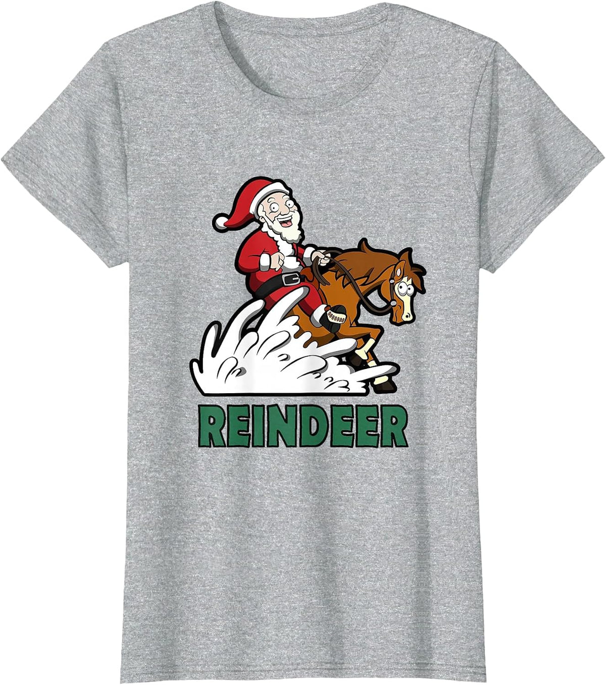 Reindeer Santa on a Reining Horse T-Shirt - Heather Grey