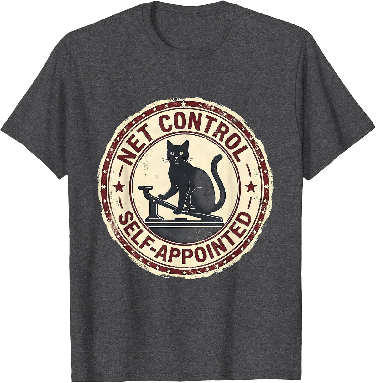 Net Control Self-Appointed Vintage Cat Lover Ham Radio T-Shirt - Dark Heather Grey