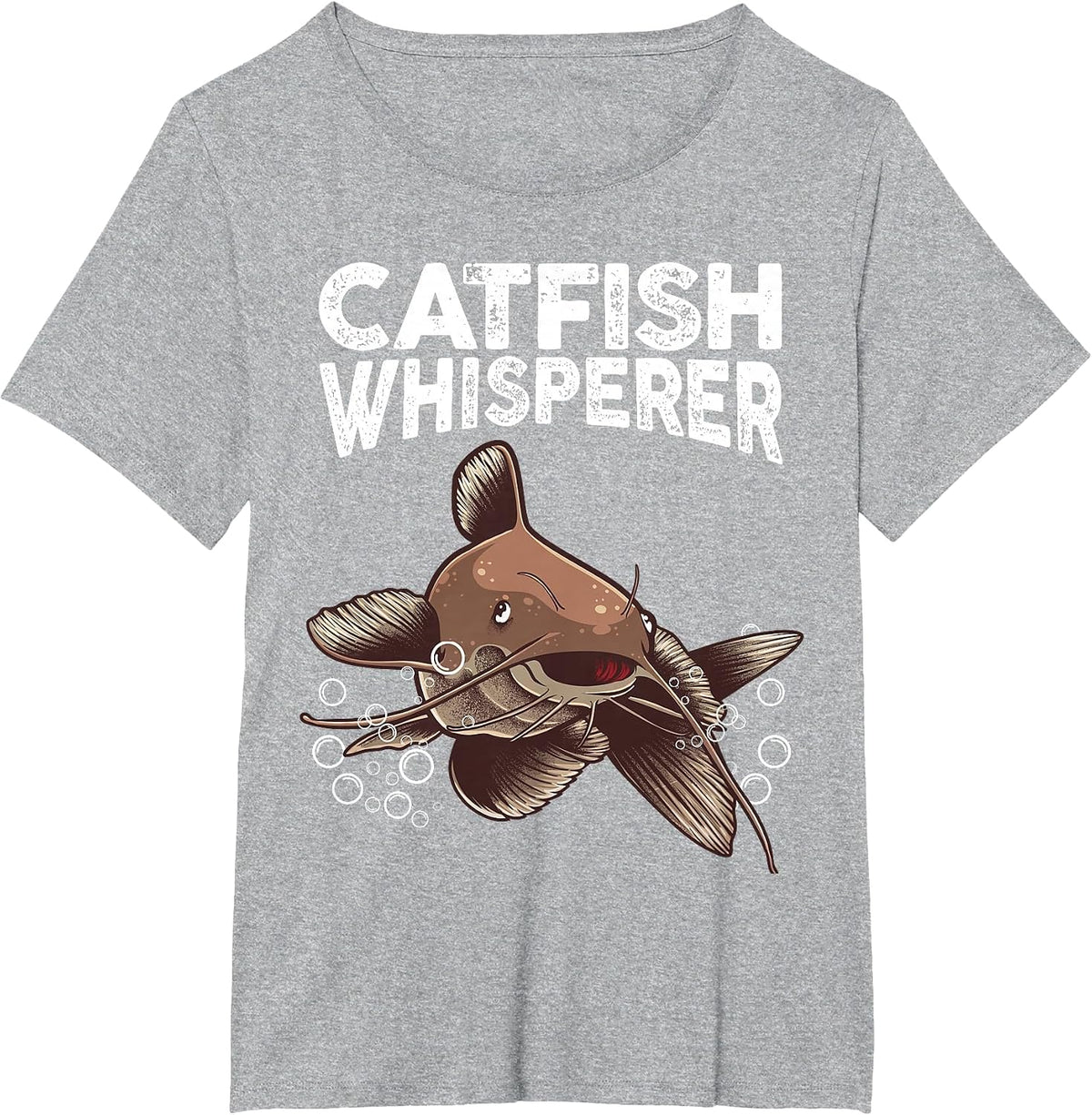 Funny Catfishing Design Men Women Catfish Hunter Whisperer T-Shirt - Heather Grey