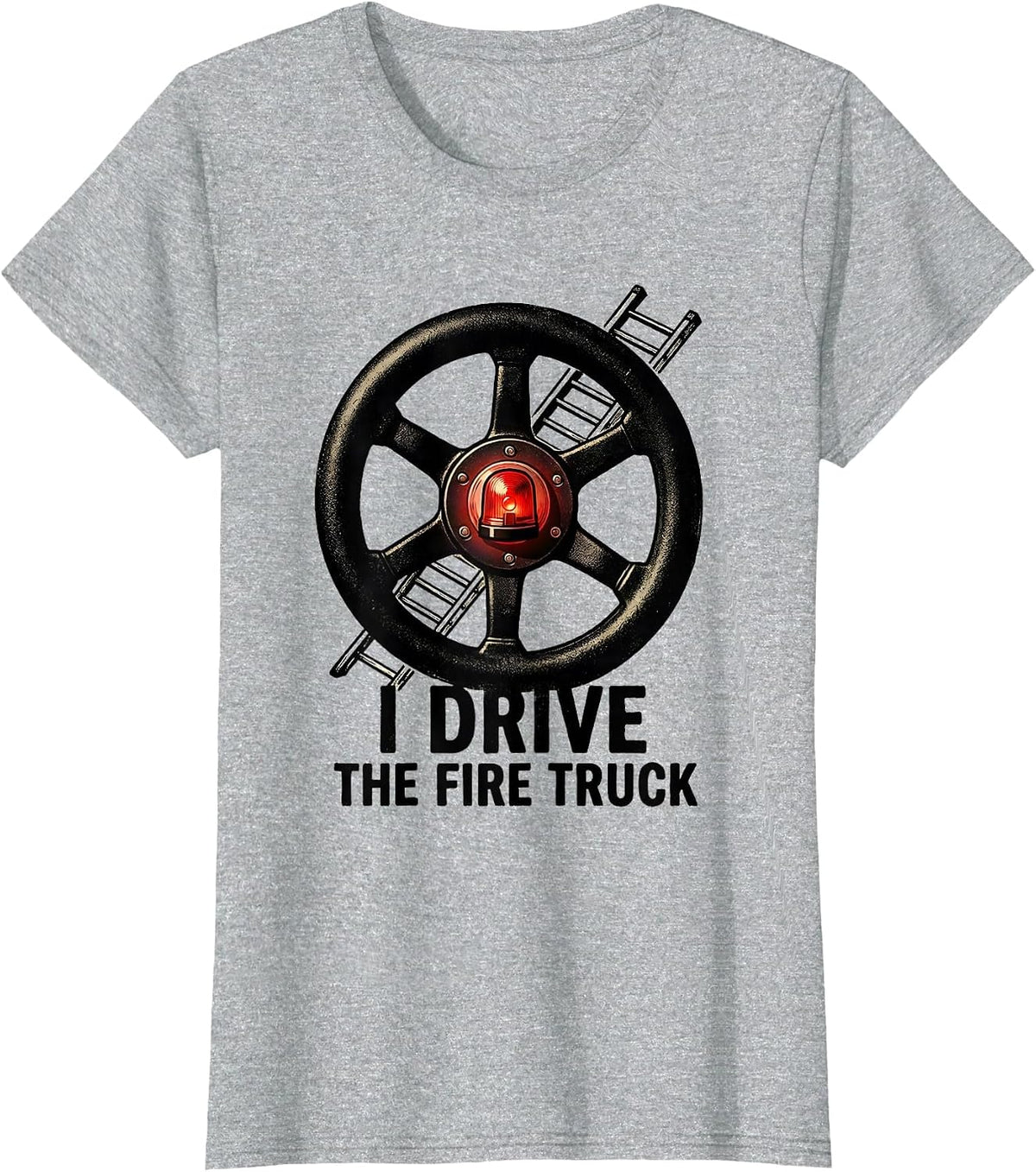 I Drive The Fire Truck Cute Toddler Boy Firefighter Birthday T-Shirt - Heather Grey