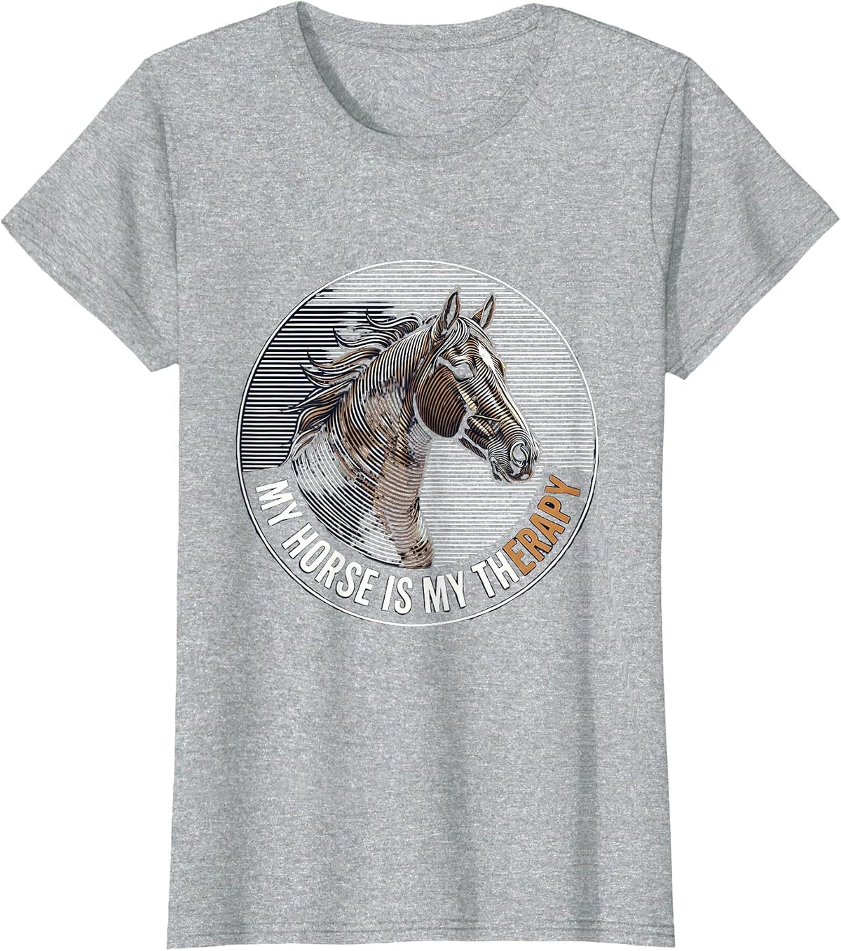 Women's My Horse Is My Therapy Equestrian Design T-Shirt - Heather Grey