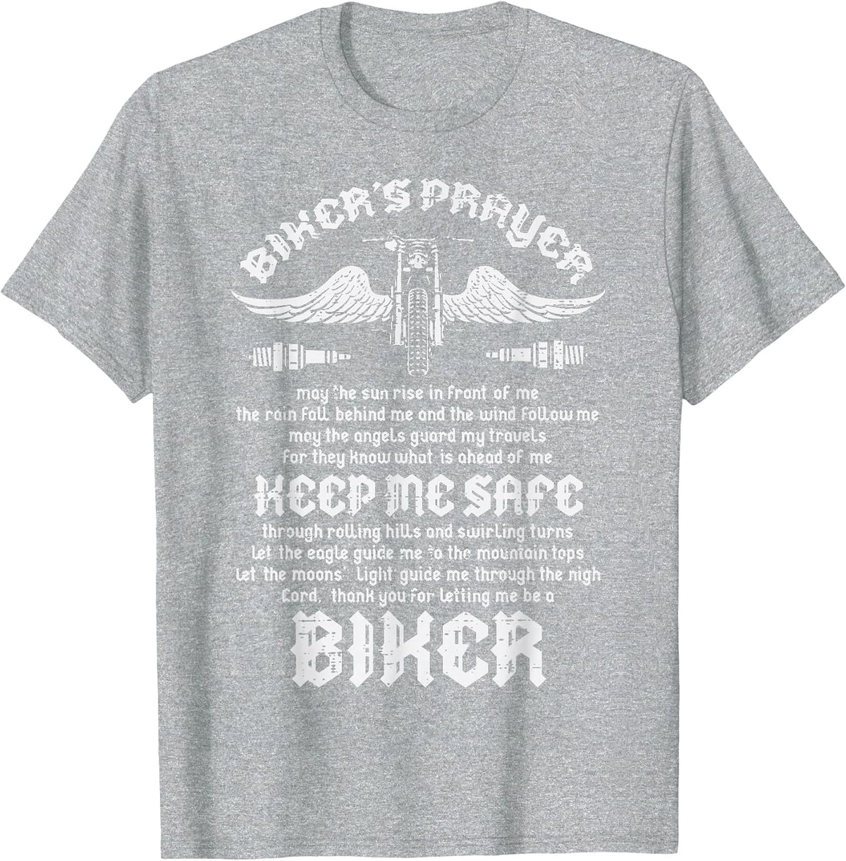 Bikers Prayer Vintage Motorcycle Motorbike Men Women Kids T-Shirt - Heather Grey