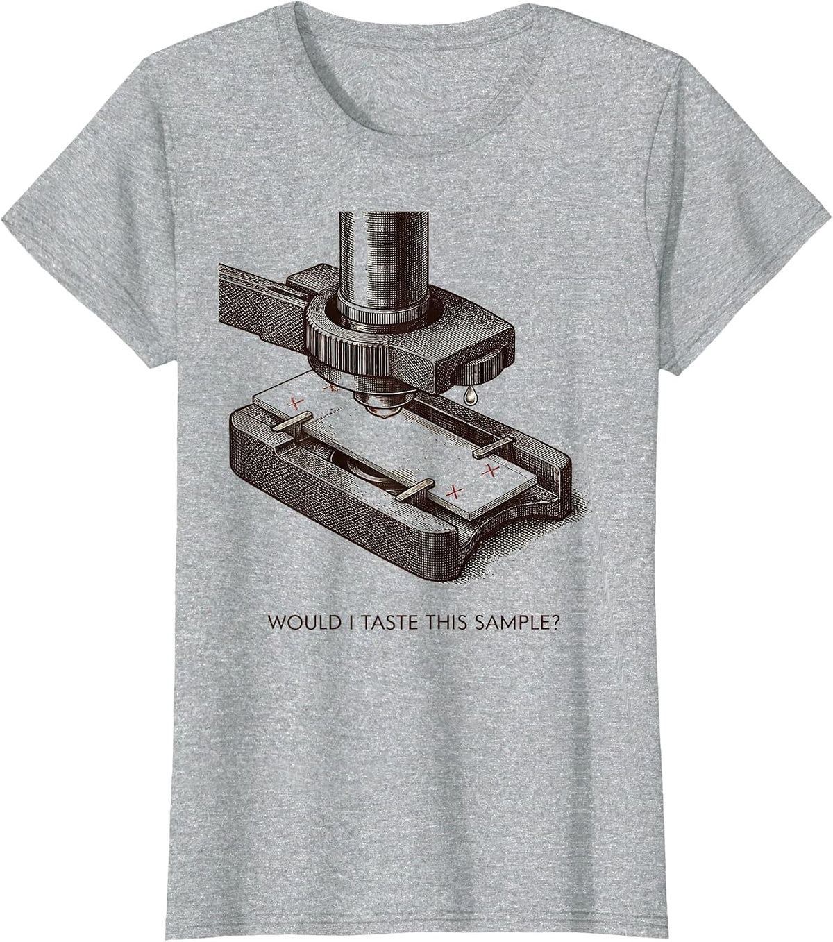 Would I Taste This Sample? Funny Science Teacher Chemistry T-Shirt - Heather Grey