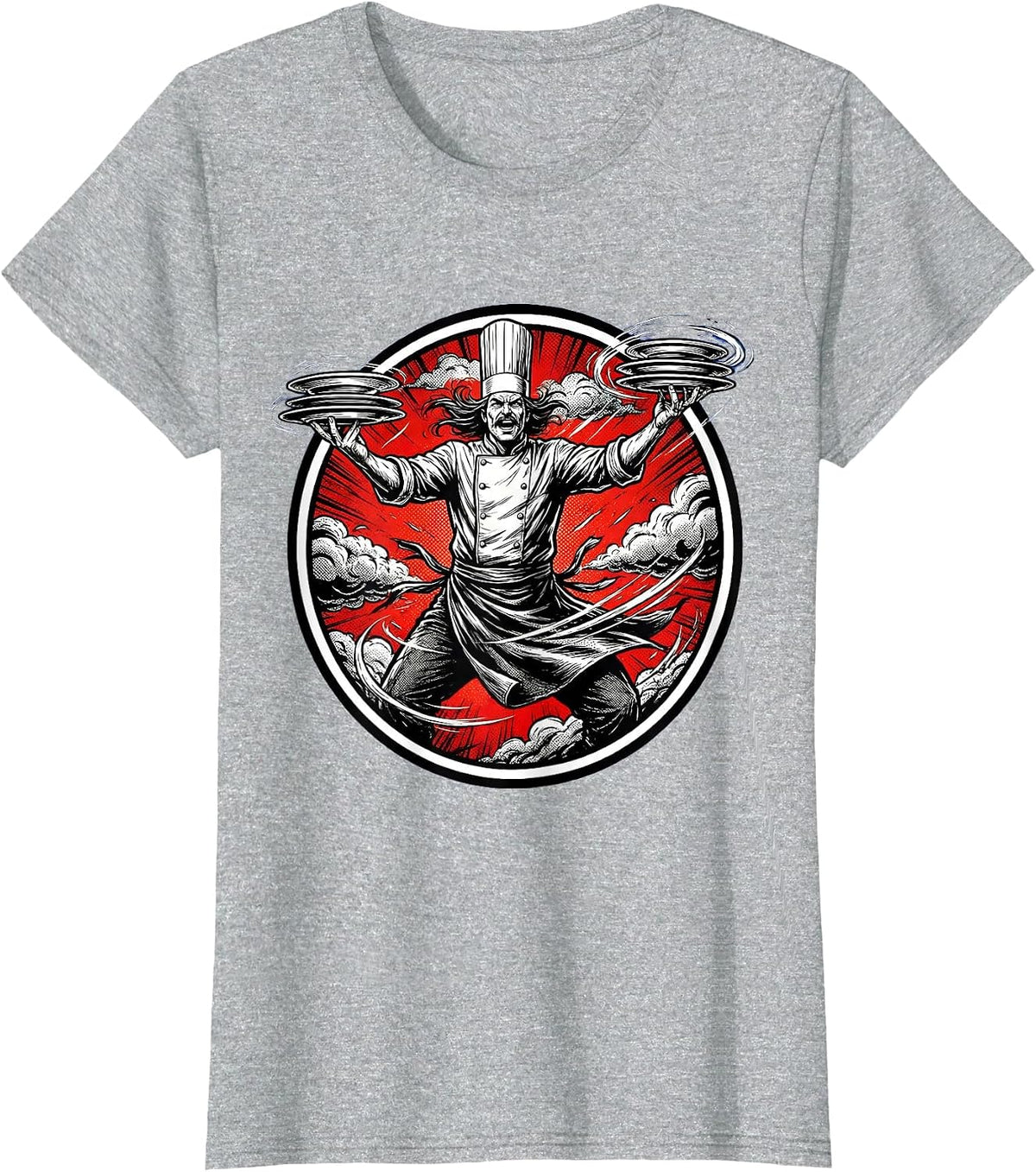 Chaos Coordinator Chef Spinning Plates Storm Graphic T-Shirt - Heather Grey