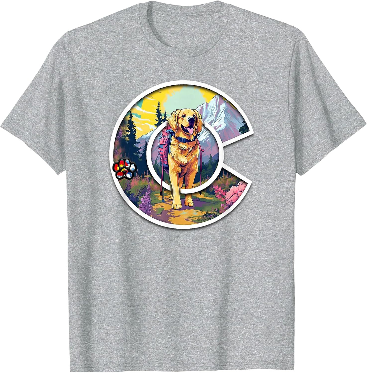 Colorado Golden Retriever - Cute Dog - Rocky Mountains T-Shirt - Heather Grey