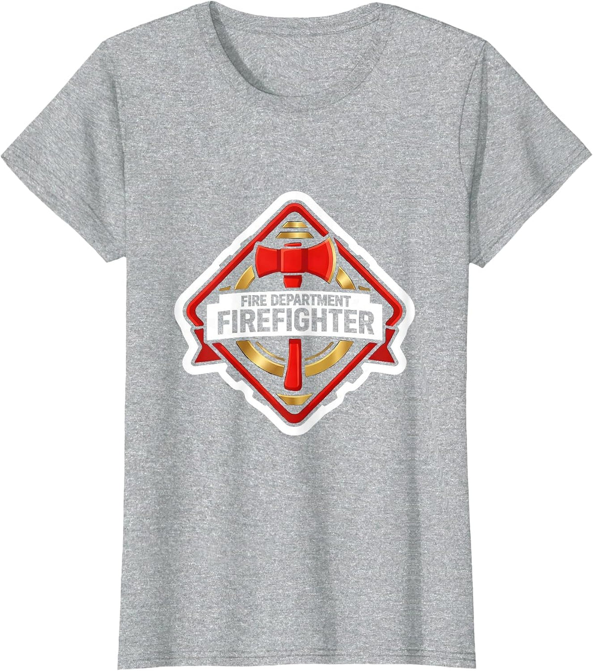Women's FIRE DEPARTMENT FIREFIGHTER Funny Fireman Halloween Costume T-Shirt - Heather Grey