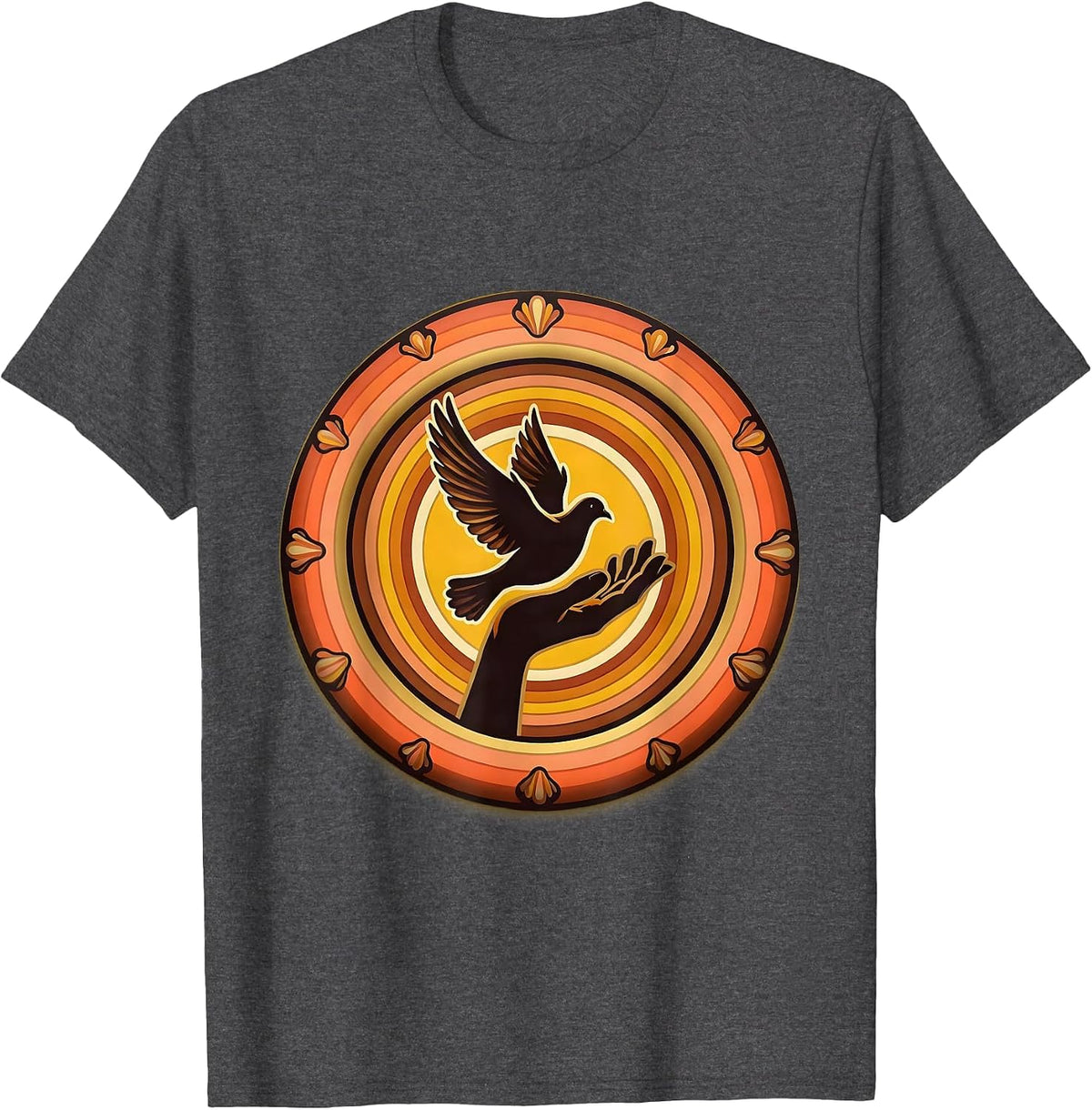 Live Free Hand Releasing Dove Into Open Sky T-Shirt - Dark Heather Grey
