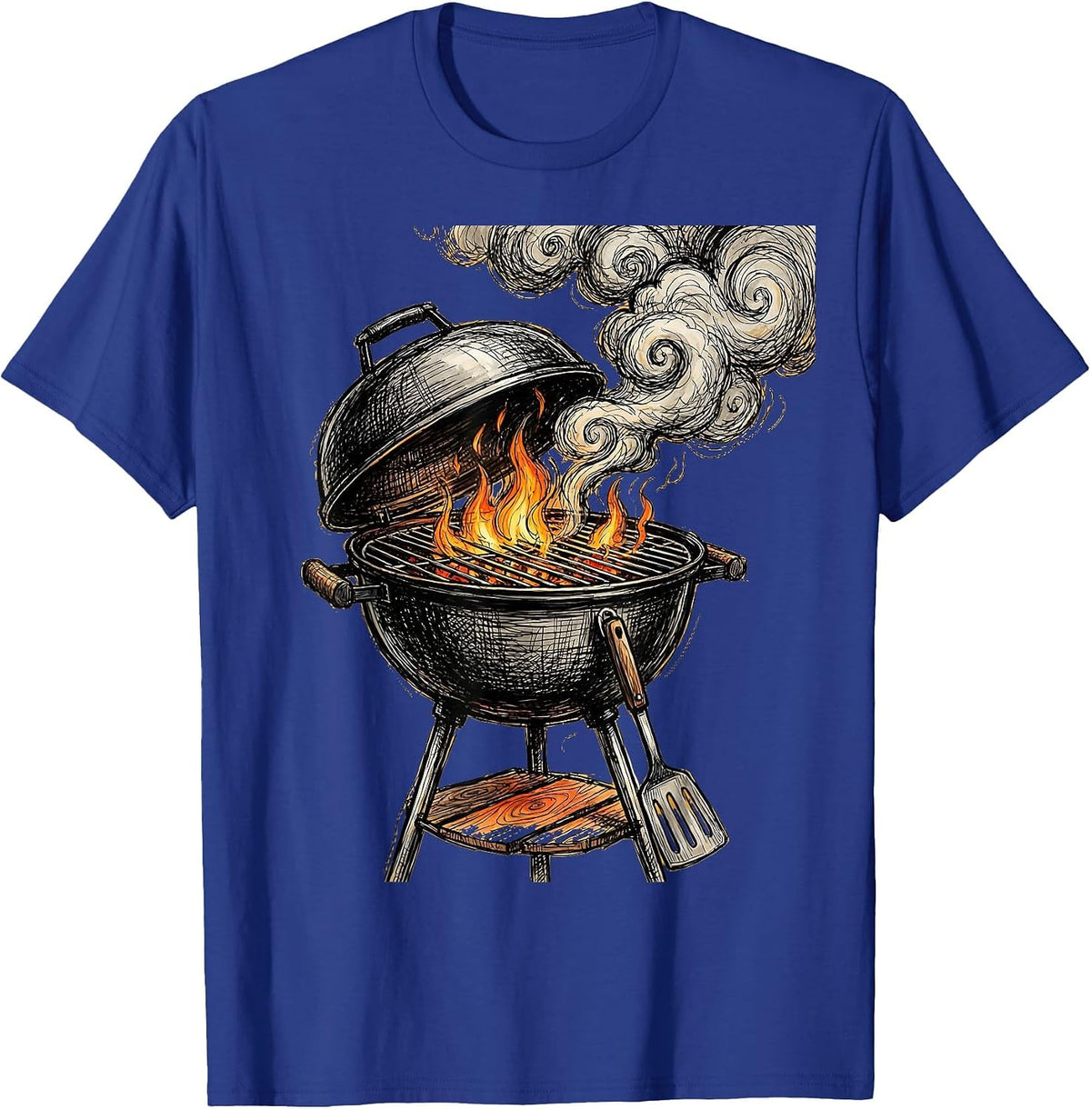 Live Like Charlie Backyard Grill Graphic Tee T-Shirt - Royal Blue
