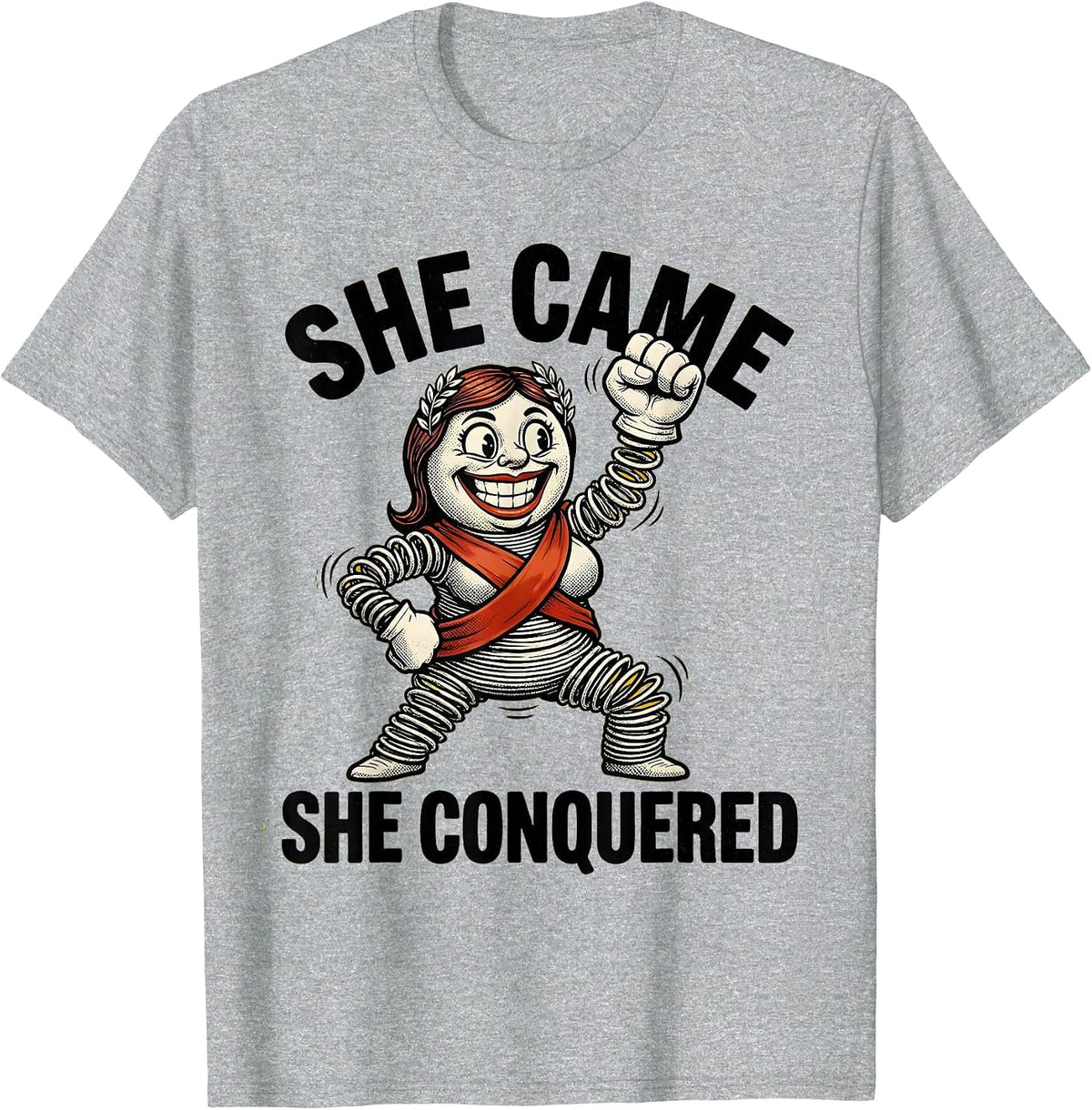 Men's She Came She Conquered Do It Lady Design T-Shirt - Heather Grey
