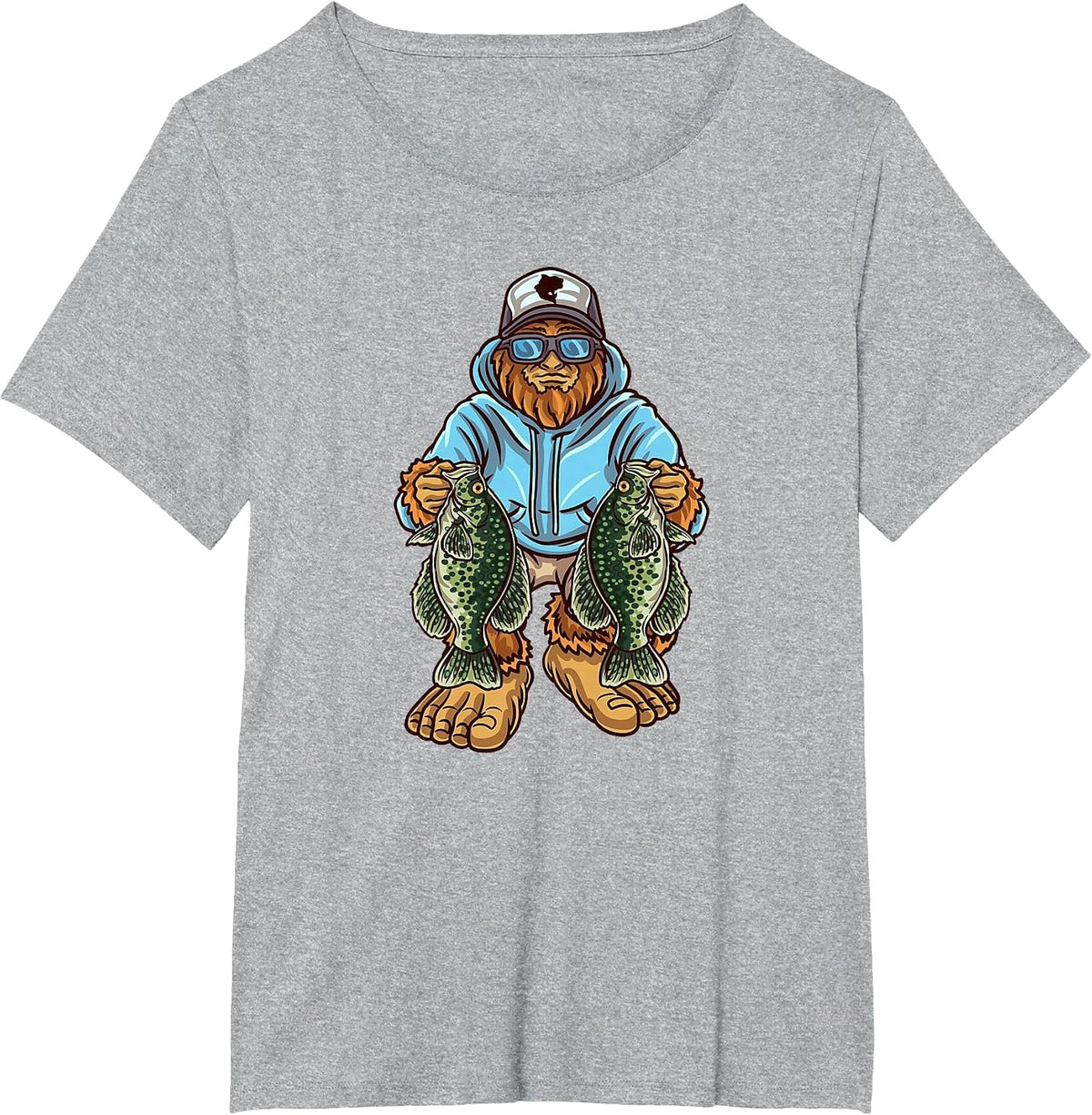 Crappie Fishing Bigfoot Panfishing Fishermen T-Shirt - Heather Grey