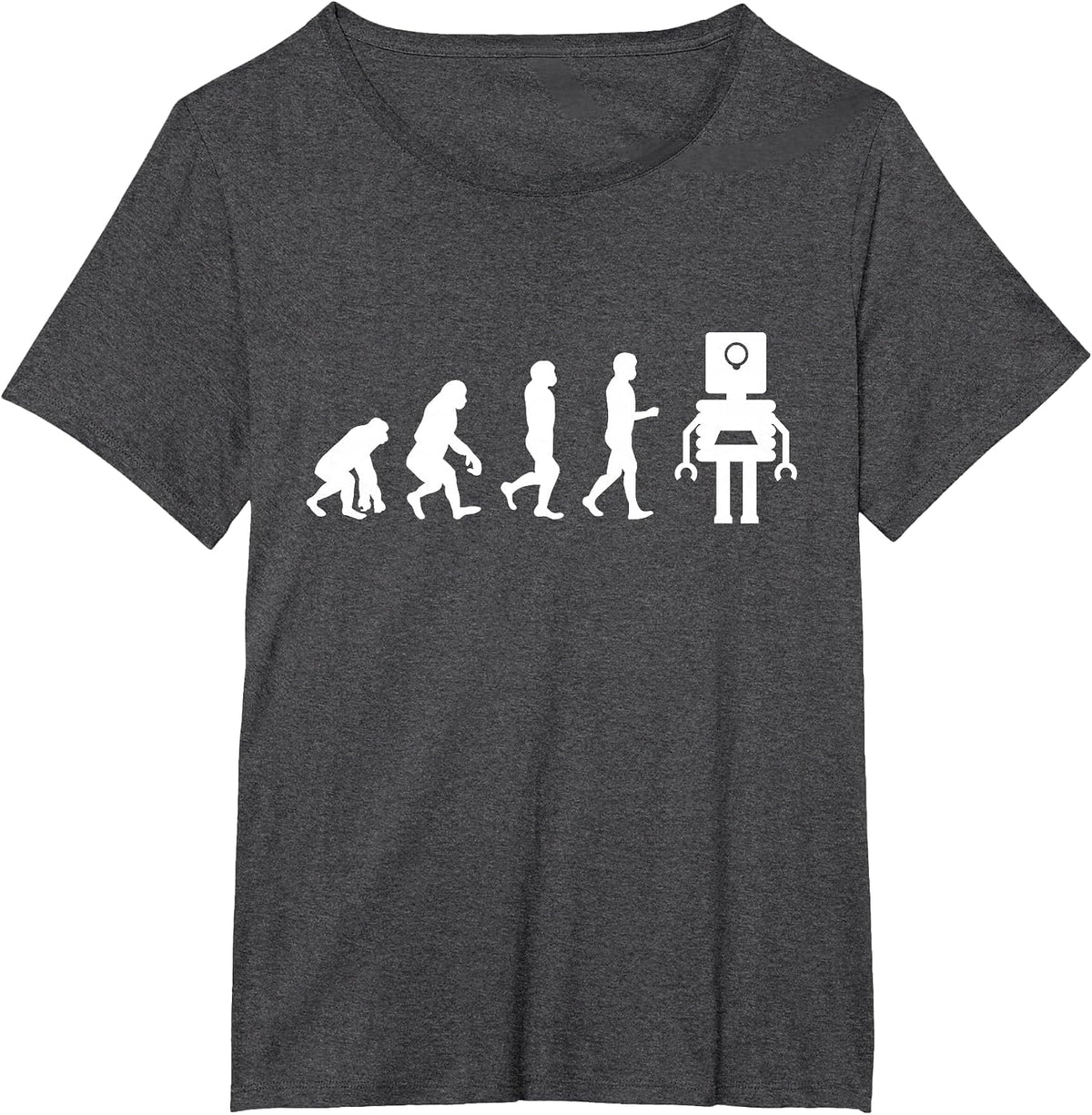 Funny Robotic Machine Learning AI Evolution Robot T-Shirt - Dark Heather Grey