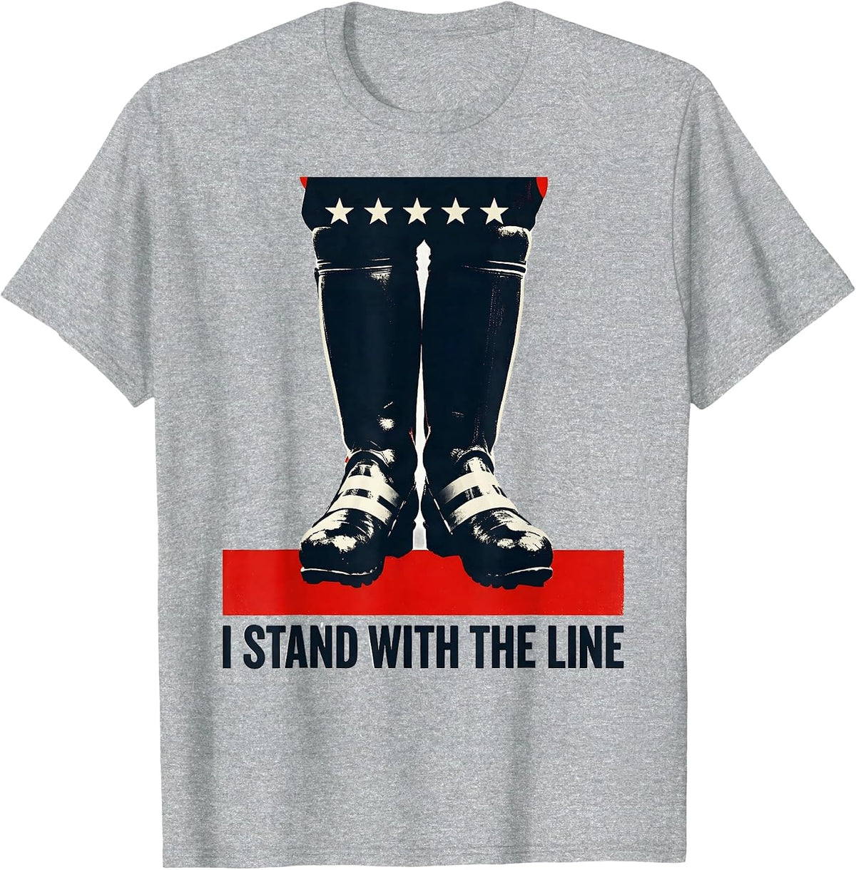 Men's I Stand With The Line Firefighter Thin Red Line Tribute Gift T-Shirt - Heather Grey