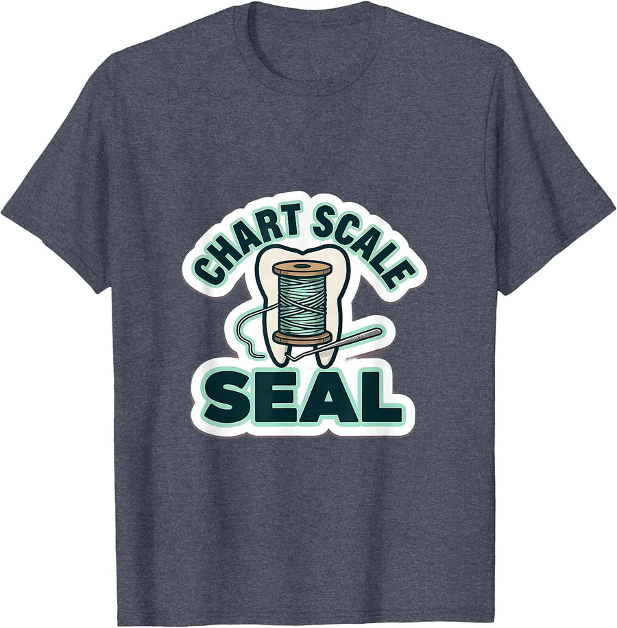 Chart Scale Seal Funny Dental Hygienist Dental Assistant T-Shirt - Heather Blue