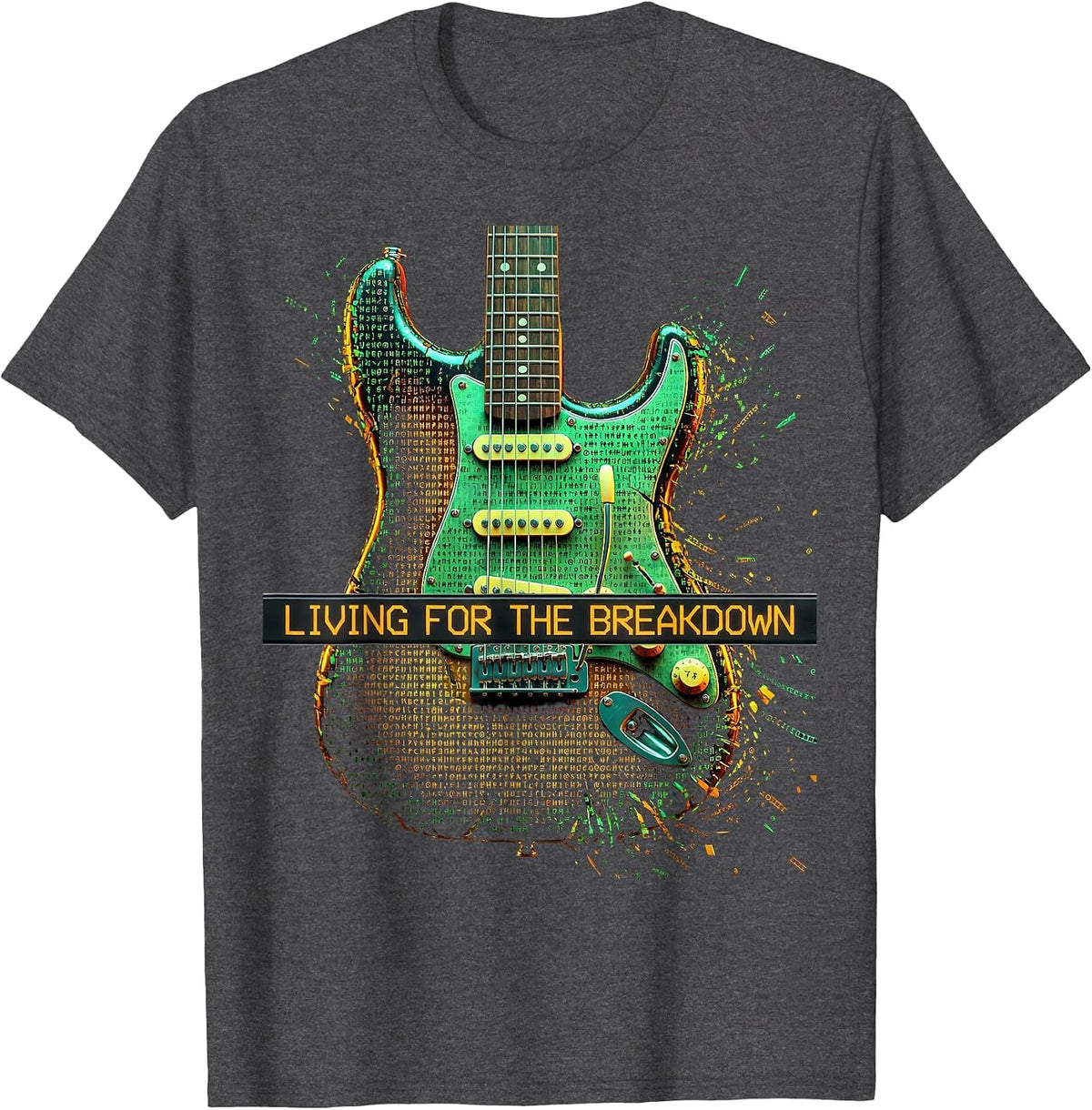 Men's Living for the Breakdown Metal Music Design T-Shirt - Dark Heather Grey