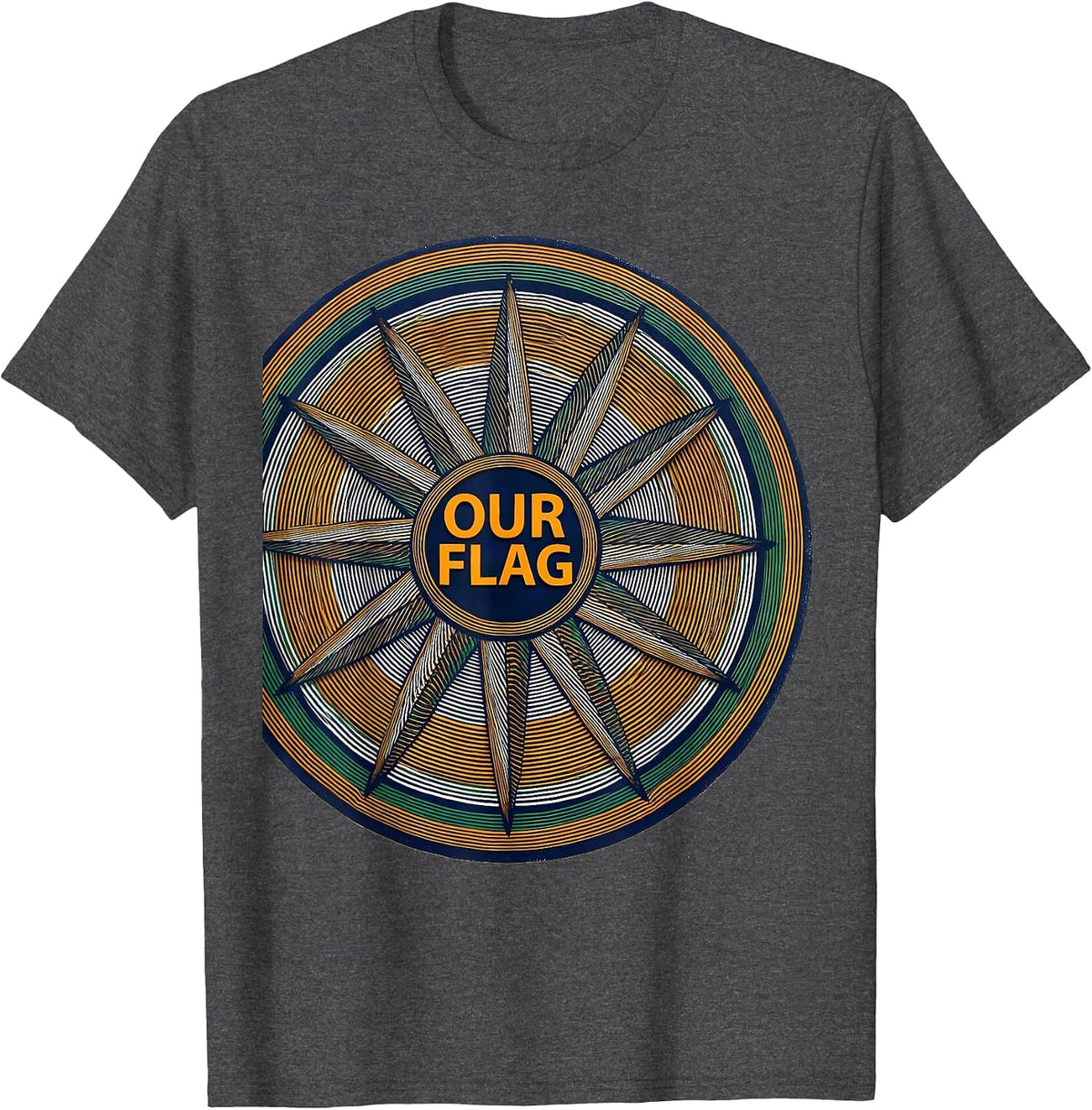 OUR FLAG Retro Patriotic Indian Independence Day T-Shirt - Dark Heather Grey