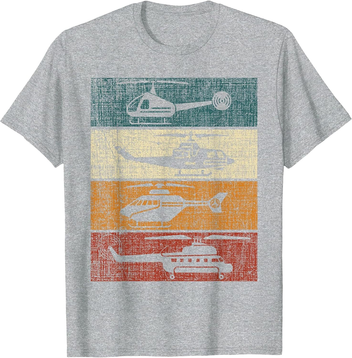 Retro Helicopter Pilot Vintage Aviation T-Shirt - Heather Grey