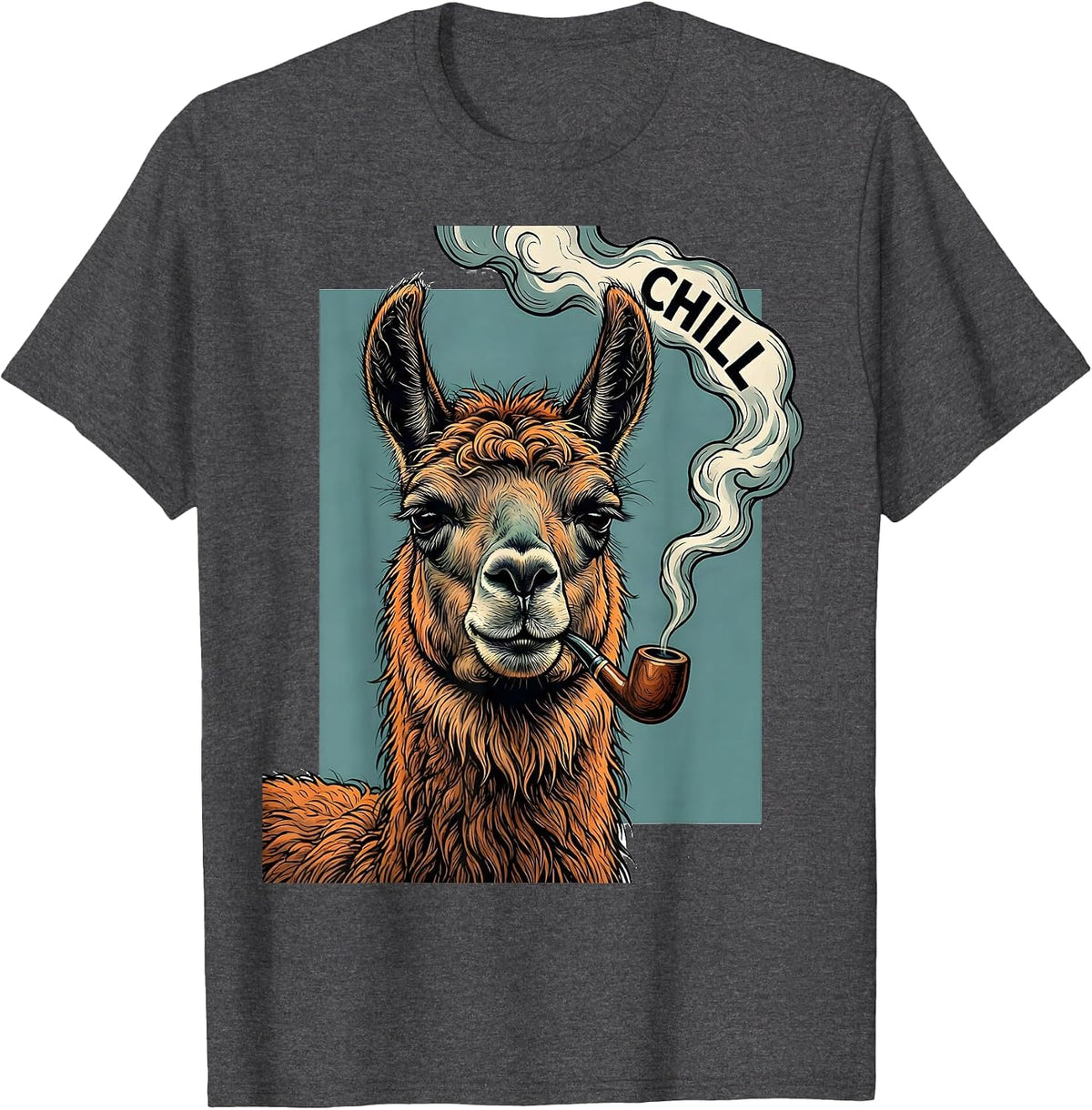 Chill Funny Llama Stoner Cannabis Humor Novelty T-Shirt - Dark Heather Grey