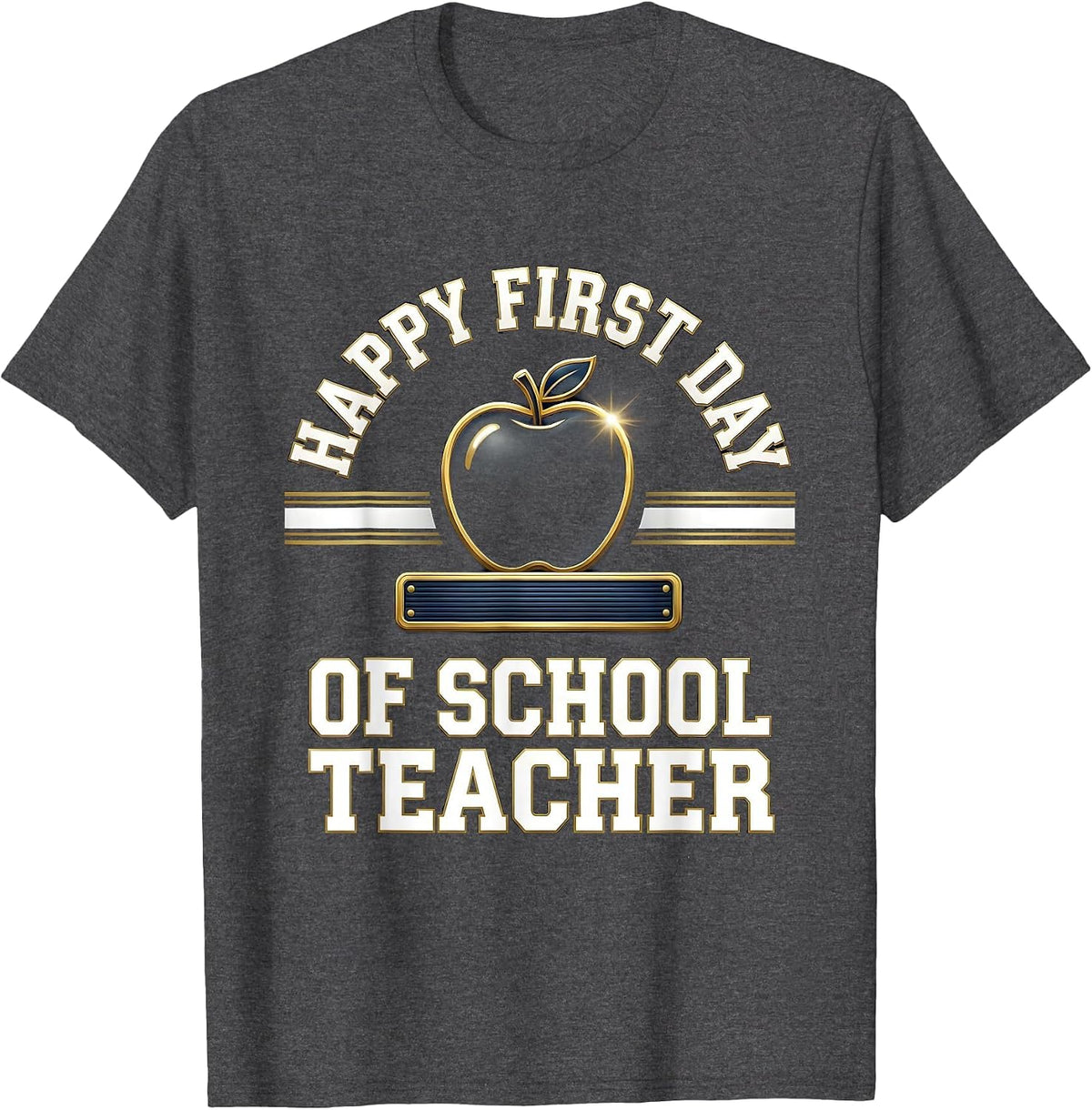 Happy First Day of School Teacher Sports Retro Celebration T-Shirt - Dark Heather Grey