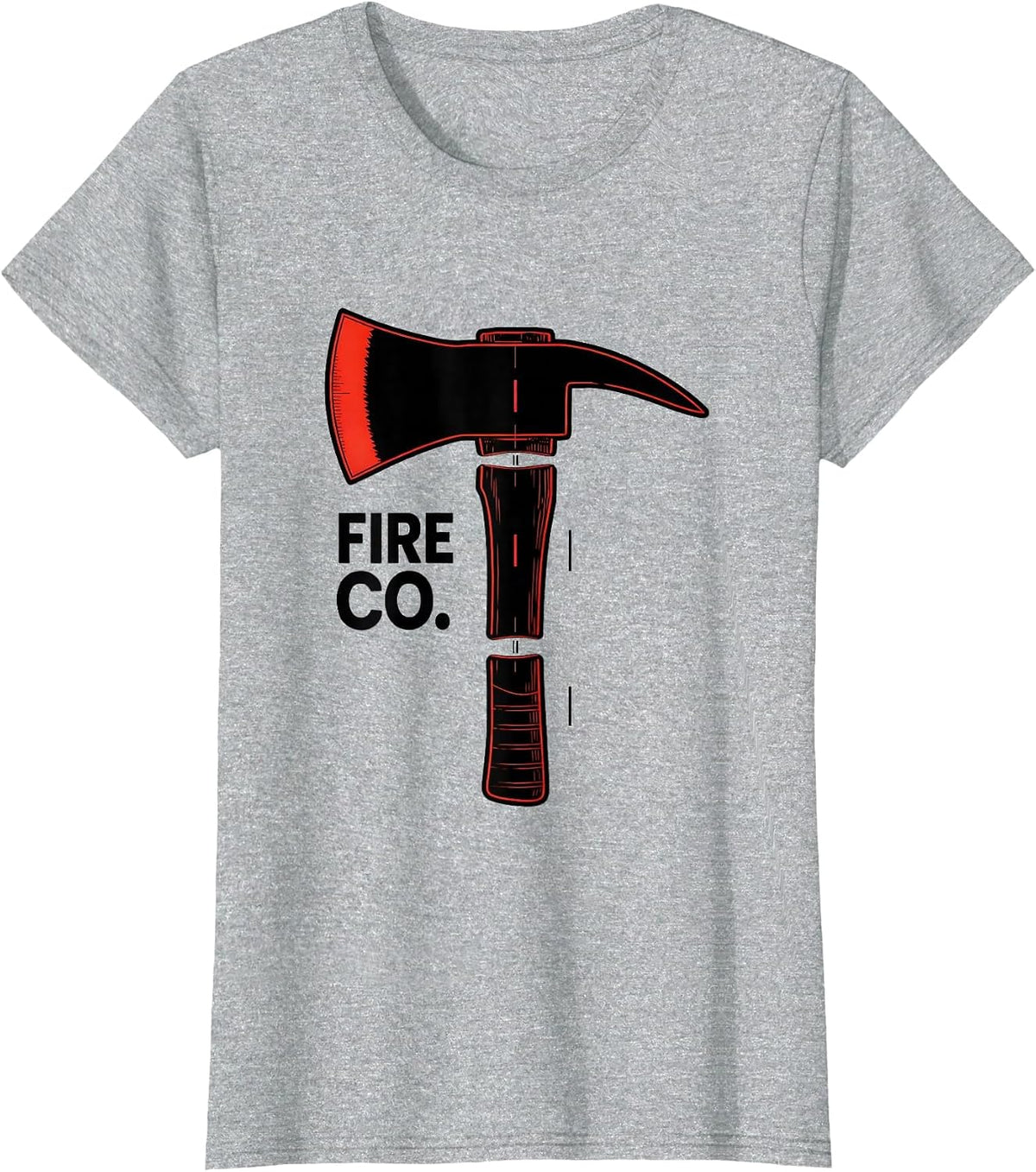 Women's FIRE CO. Exploded Fire Axe Firefighter Department Pride T-Shirt - Heather Grey