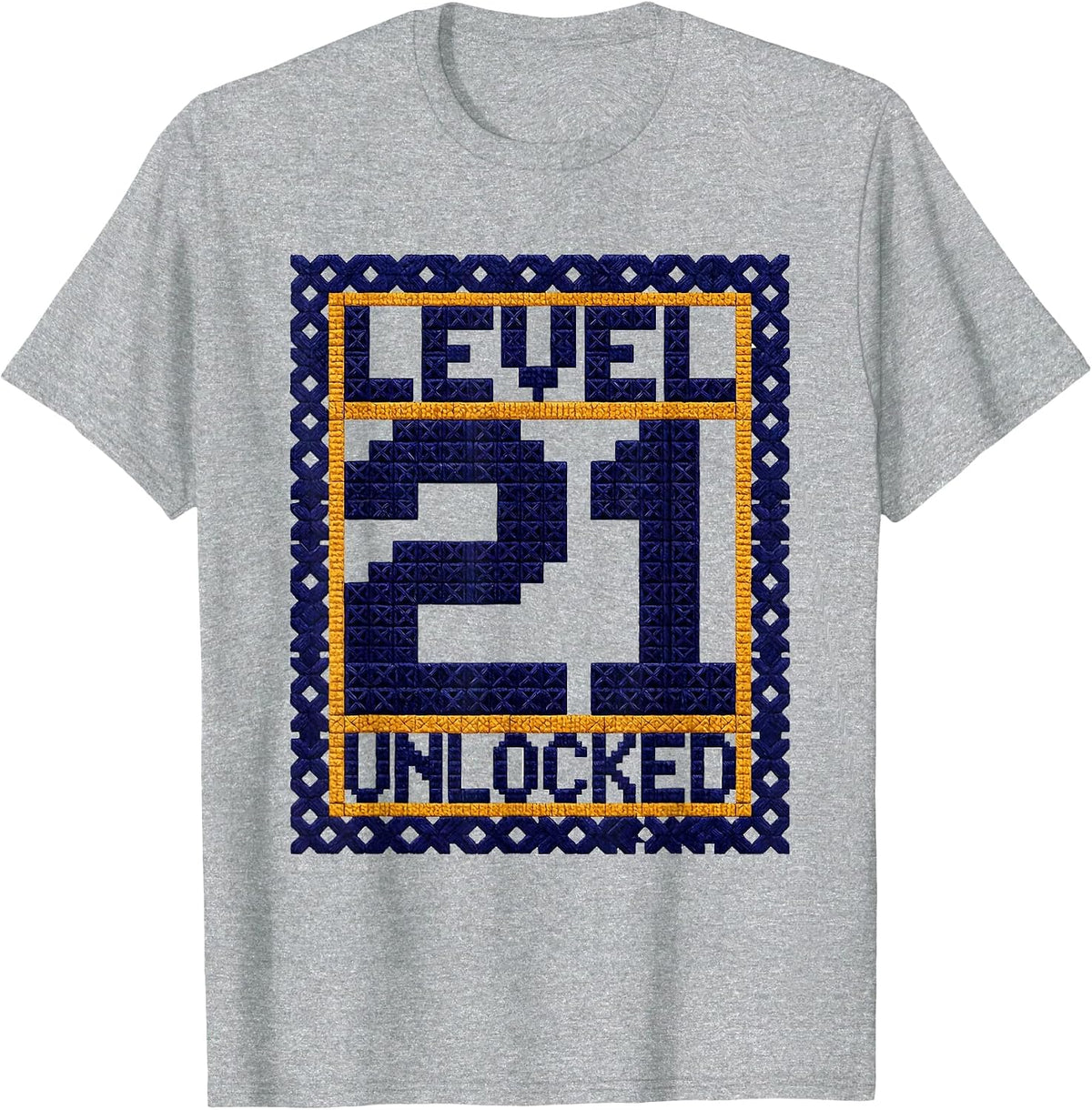 Men's Level 21 Unlocked 21st Birthday Gaming Design T-Shirt - Heather Grey