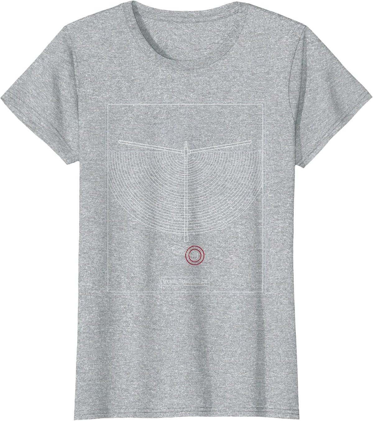 My Mail Travels By CW Technical Blueprint Ham Radio Operator T-Shirt - Heather Grey