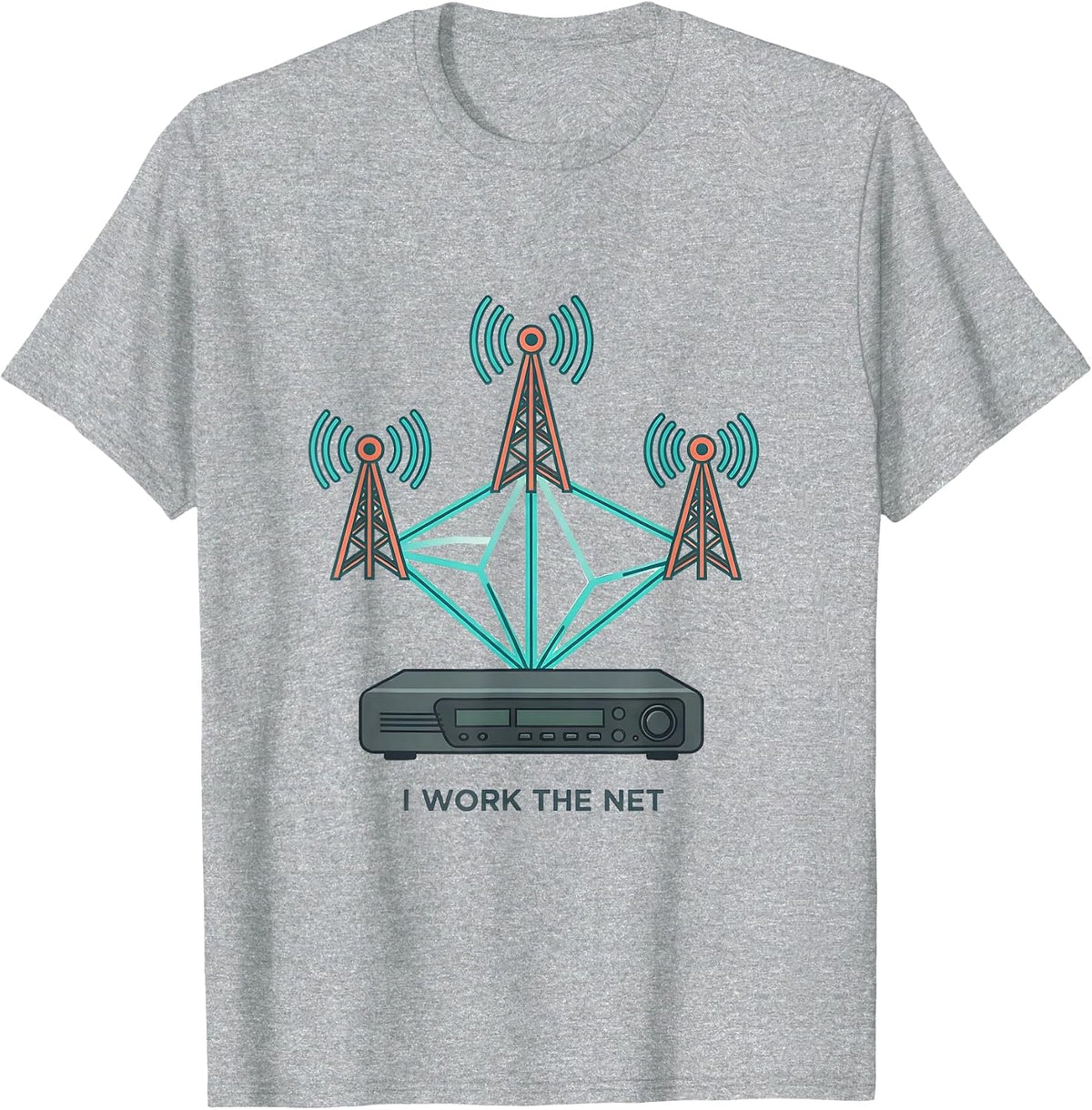 Men's I Work The Net Funny Ham Radio Operator Hobbyist Pride T-Shirt - Heather Grey