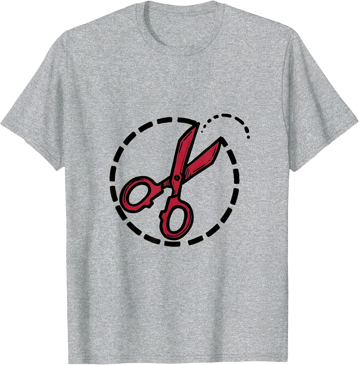 Men's 4th Grade Teacher Scissors Dotted Line Design T-Shirt - Heather Grey