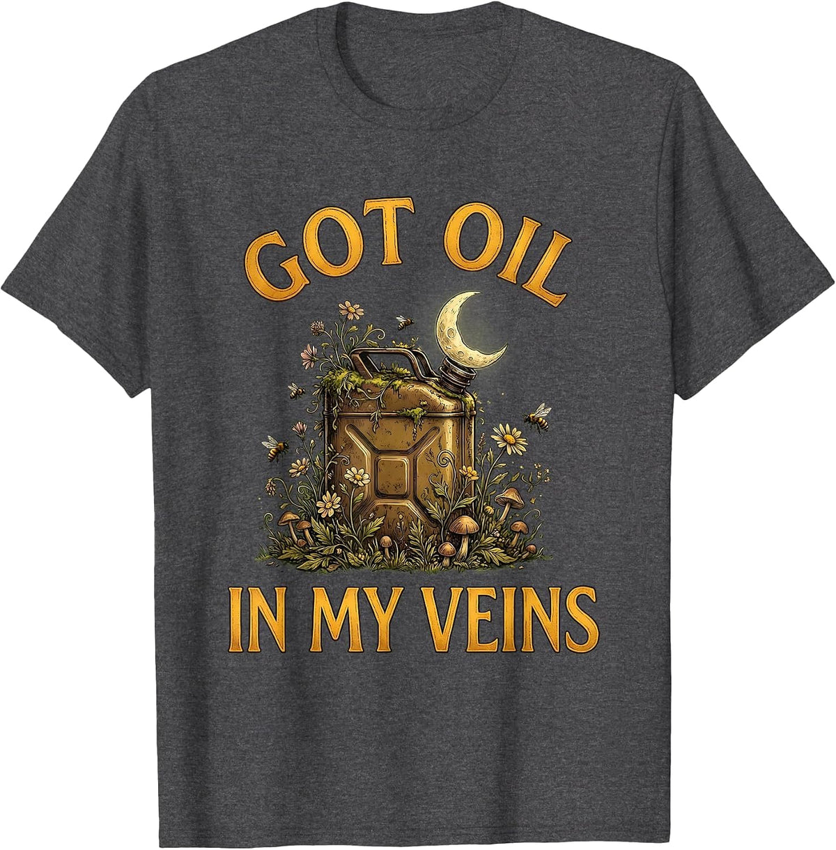 Got Oil In My Veins Mechanic Design T-Shirt - Dark Heather Grey