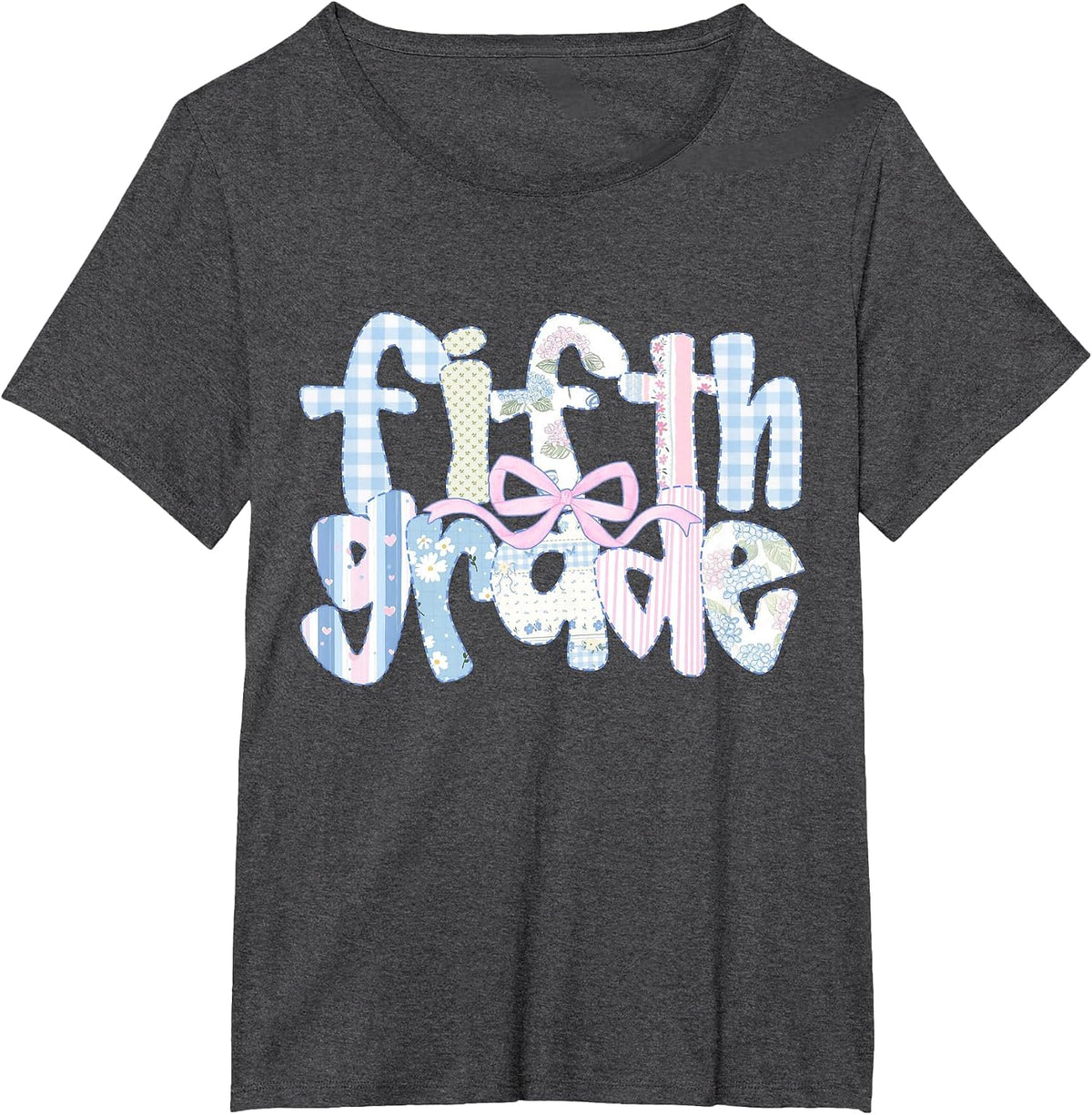 Floral Fifth Grade Coquette Bow 5th Grade Teacher Girl Kid T-Shirt - Dark Heather Grey