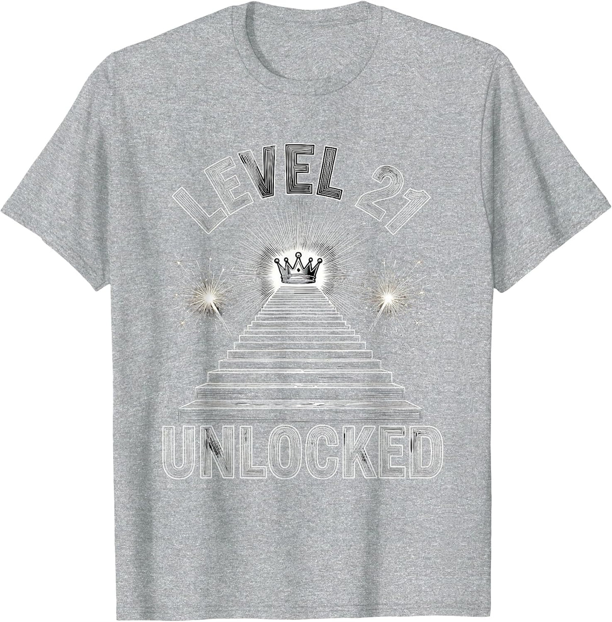 Men's Level 21 Unlocked Funny Age Number Kids Birthday Humor T-Shirt - Heather Grey
