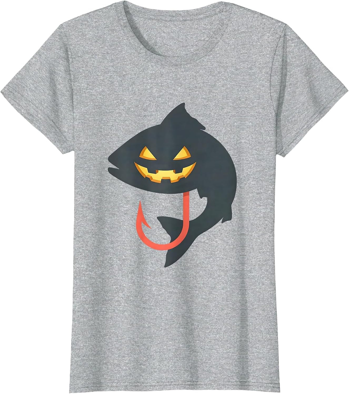 Catfish Skeleton Halloween Fishing Humor Funny T-Shirt - Heather Grey