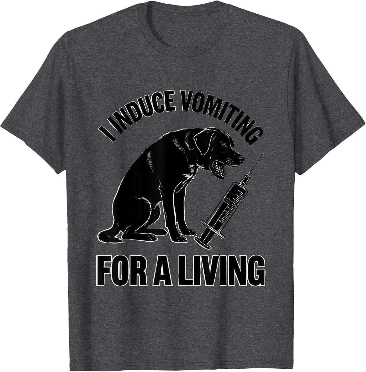 Men's I Induce Vomiting For A Living Funny Veterinarian Vet Tech T-Shirt - Dark Heather Grey