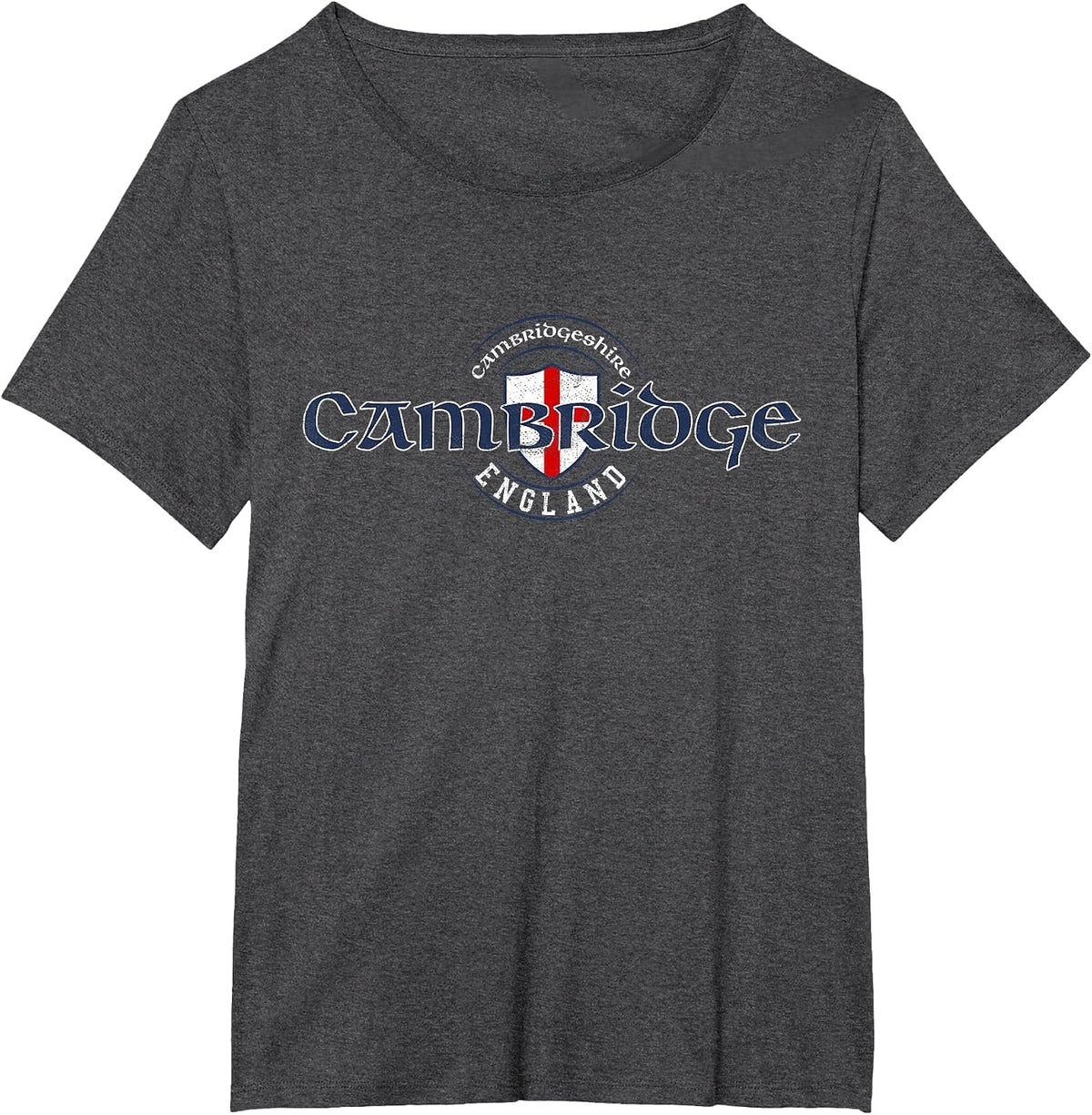 Cambridge England English Flag T-Shirt - Dark Heather Grey