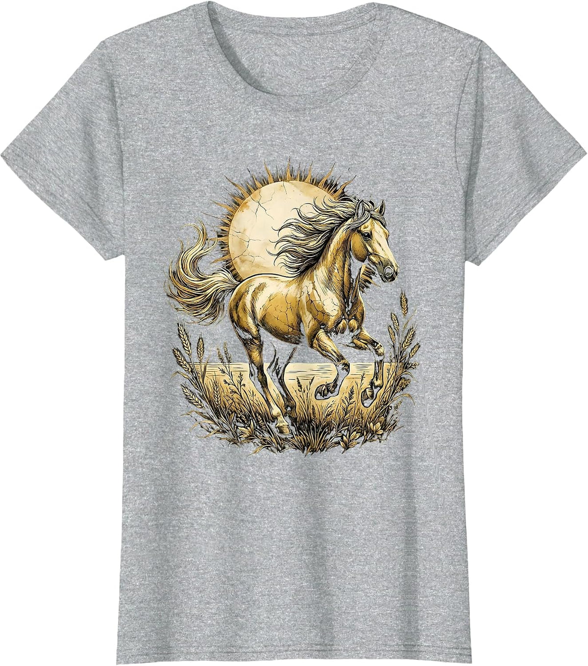 Wild Horse Galloping Through Open Plains T-Shirt - Heather Grey