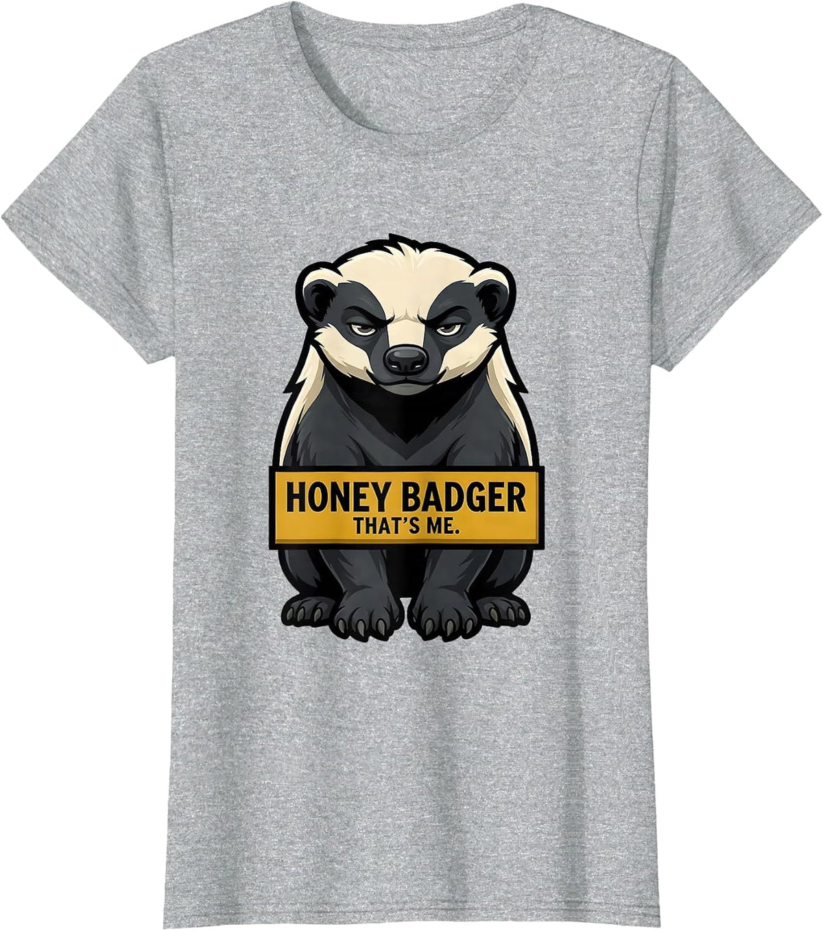 Honey Badger That's Me Funny Animal Lover Vintage Mascot T-Shirt - Heather Grey