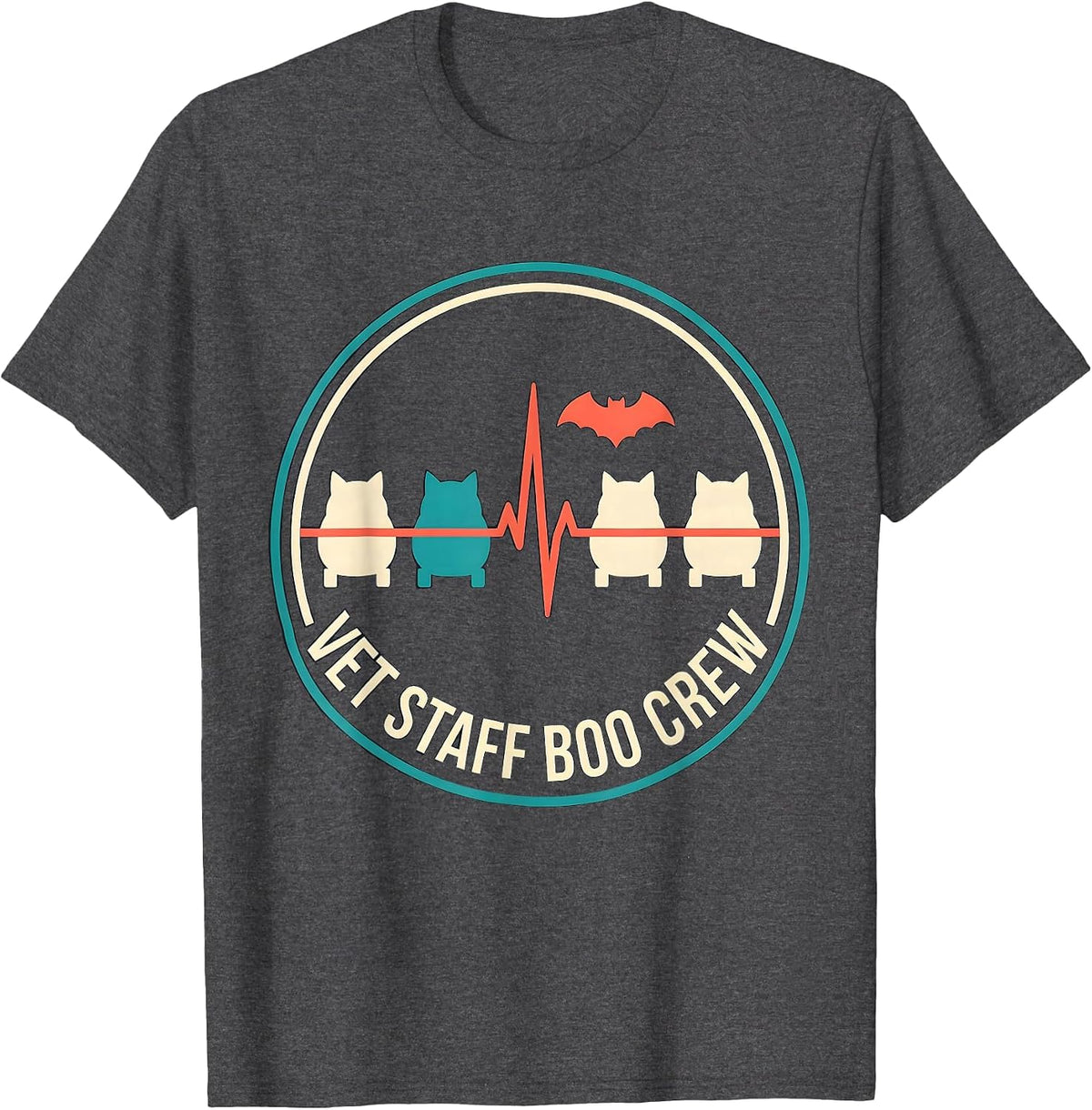Men's Vet Staff Boo Crew Funny Vet Tech Halloween Season T-Shirt - Dark Heather Grey