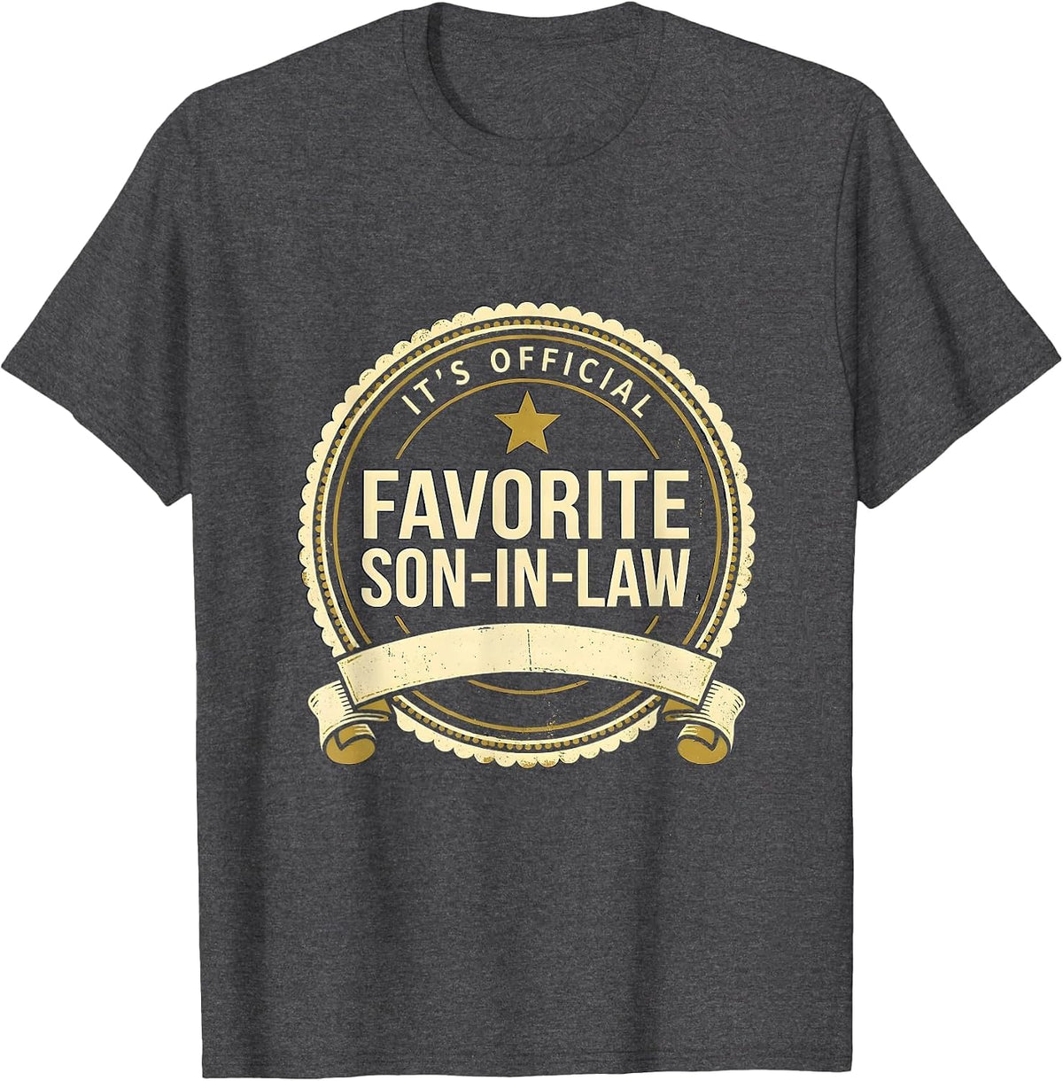 It's Official Favorite Son-In-Law Funny Family Humor Gift T-Shirt - Dark Heather Grey