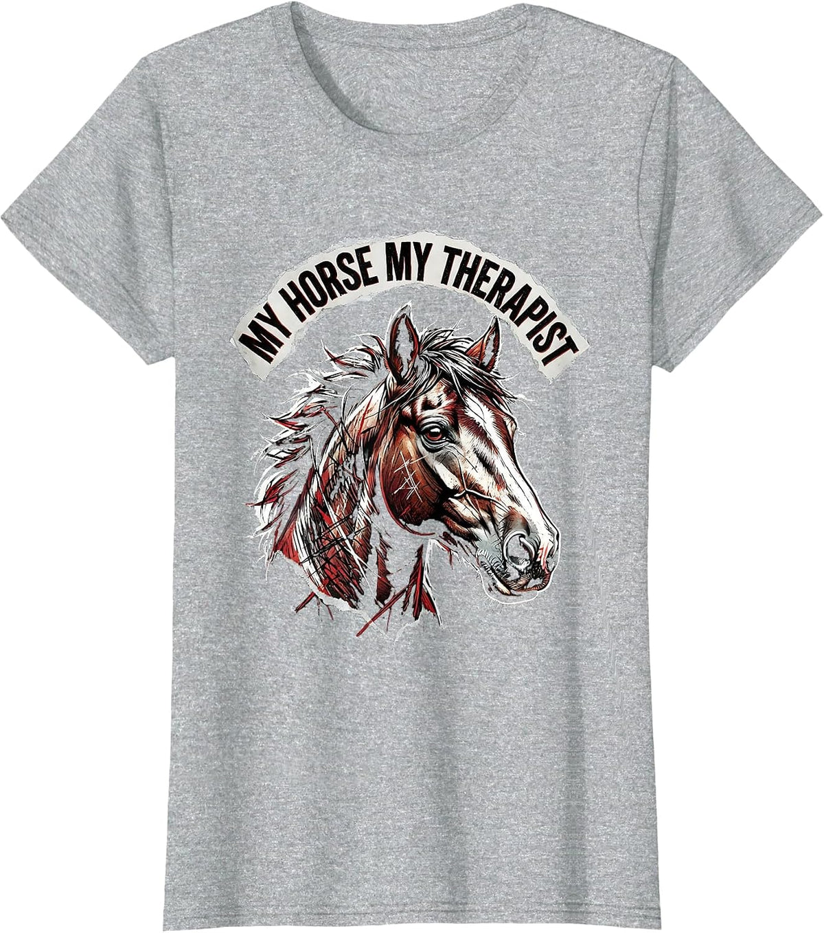 My Horse My Therapist Equestrian Design T-Shirt - Heather Grey
