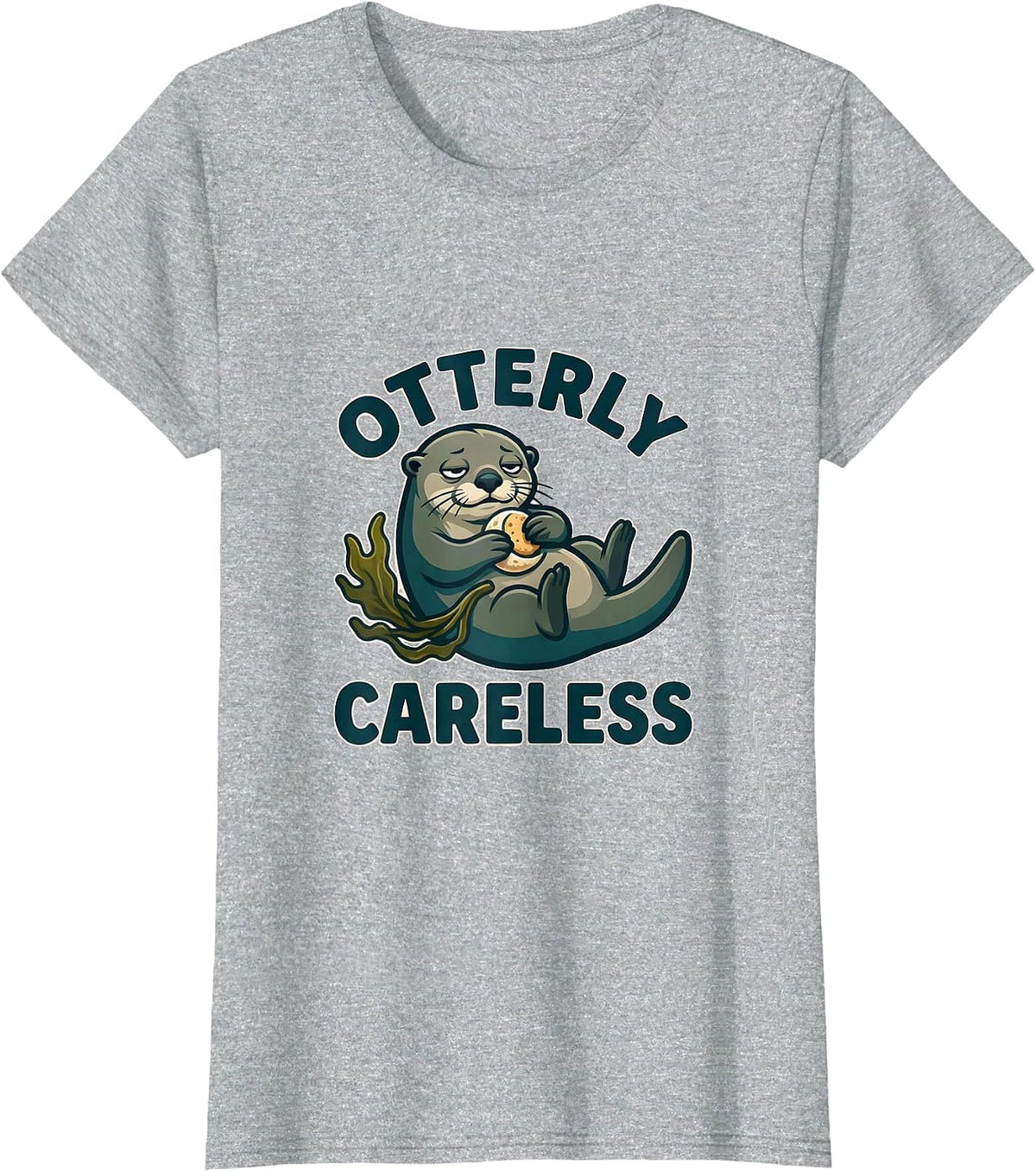 Otterly Careless Cute Sea Otter Lover Humor Gift T-Shirt - Heather Grey