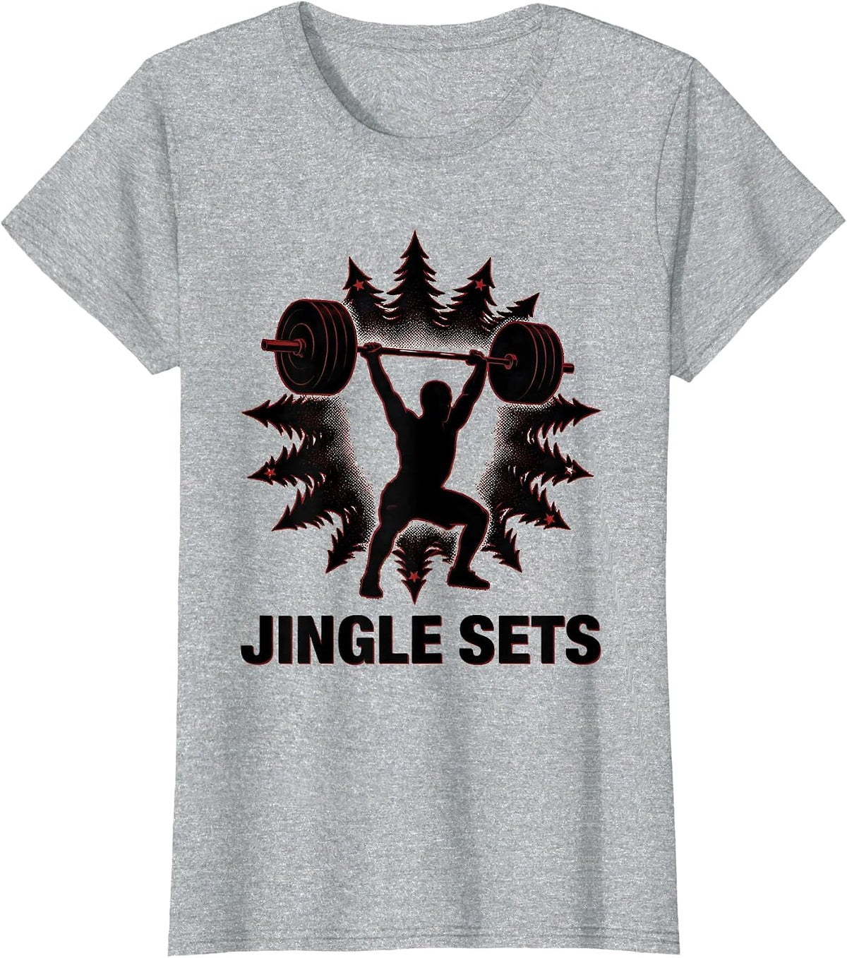 Women's Jingle Sets Blackwork Dotwork Christmas Weightlifting Gym T-Shirt - Heather Grey