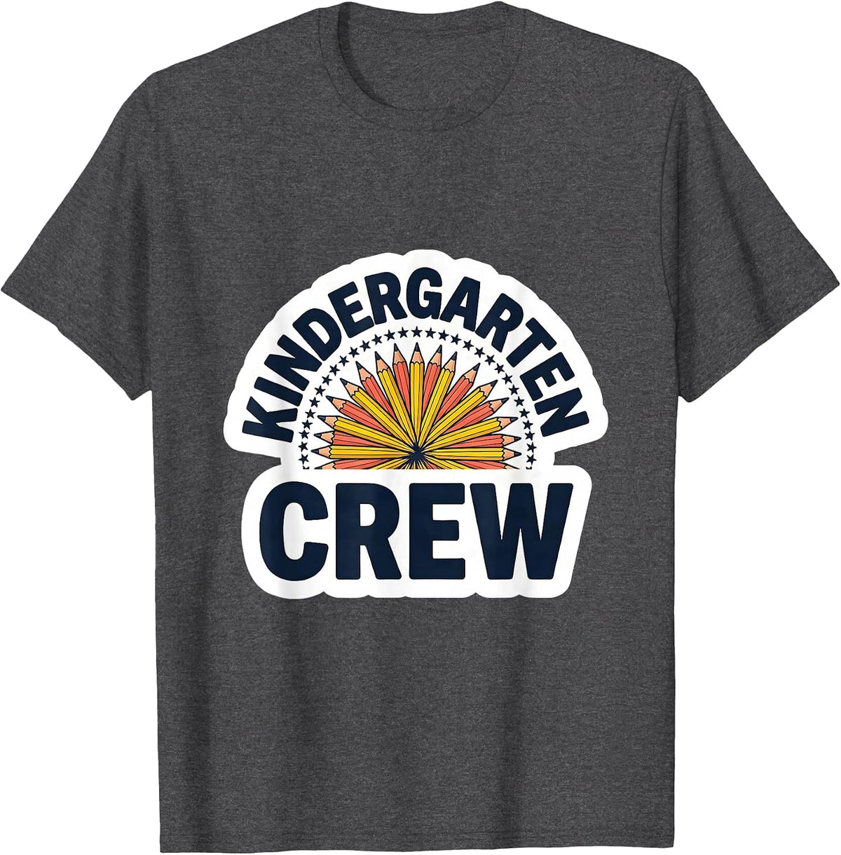 Men's Kindergarten Crew Cute Back to School Pencil Grade First Day T-Shirt - Dark Heather Grey