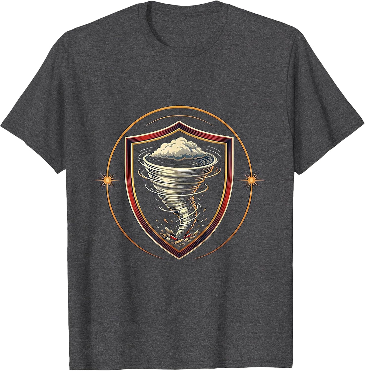 Storm Chaser Tornado Emblem Meteorology Humor T-Shirt - Dark Heather Grey