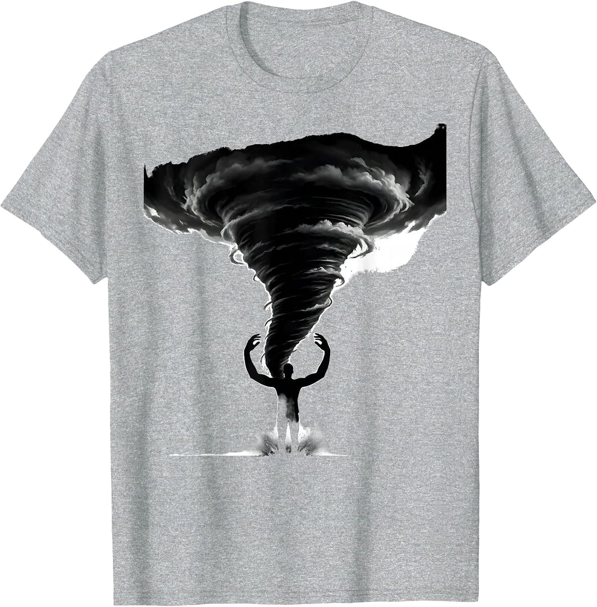 Men's Embrace Tornado Funnel Silhouette Storm Chaser Meteorology T-Shirt - Heather Grey