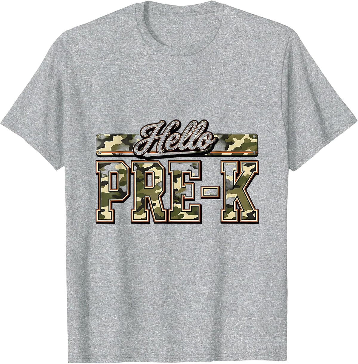 Men's Hello Pre-K Camo Back To School Boy Teacher First Day T-Shirt - Heather Grey