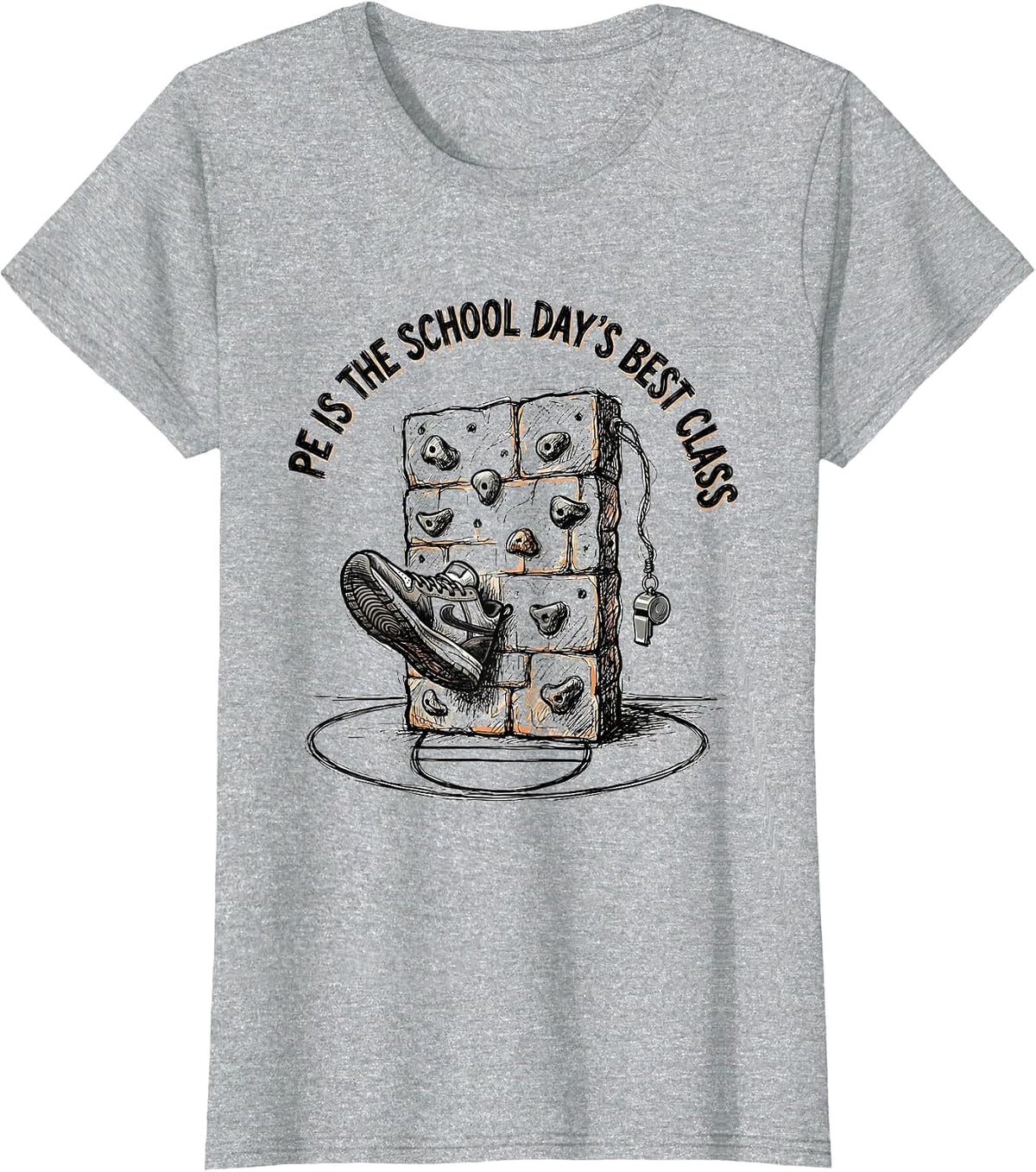 Women's PE Is The School Day's Best Class Gym Teacher Coach Back T-Shirt - Heather Grey