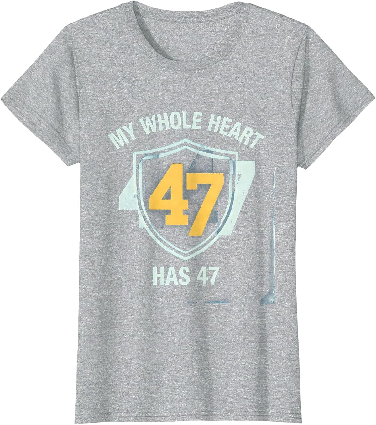 My Whole Heart Has 47 Down Syndrome Awareness Cyanotype T-Shirt - Heather Grey